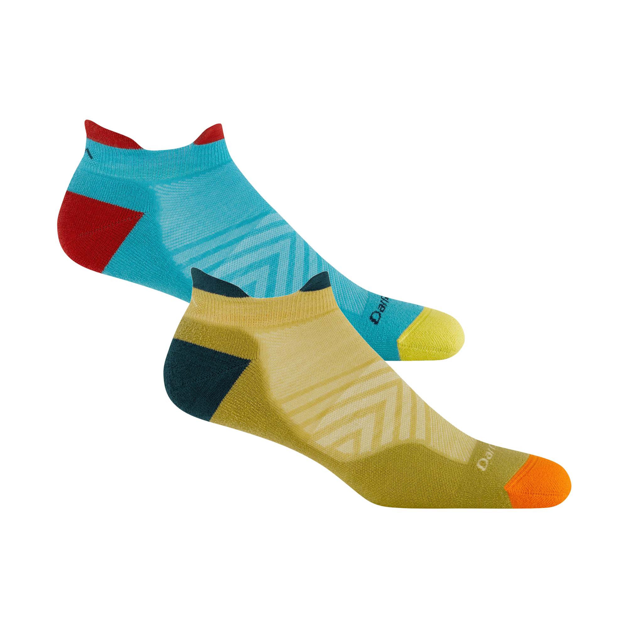 Studio shot of 1039 No Show Tab 2 pack in Limited Edition Azure and Gold colorways