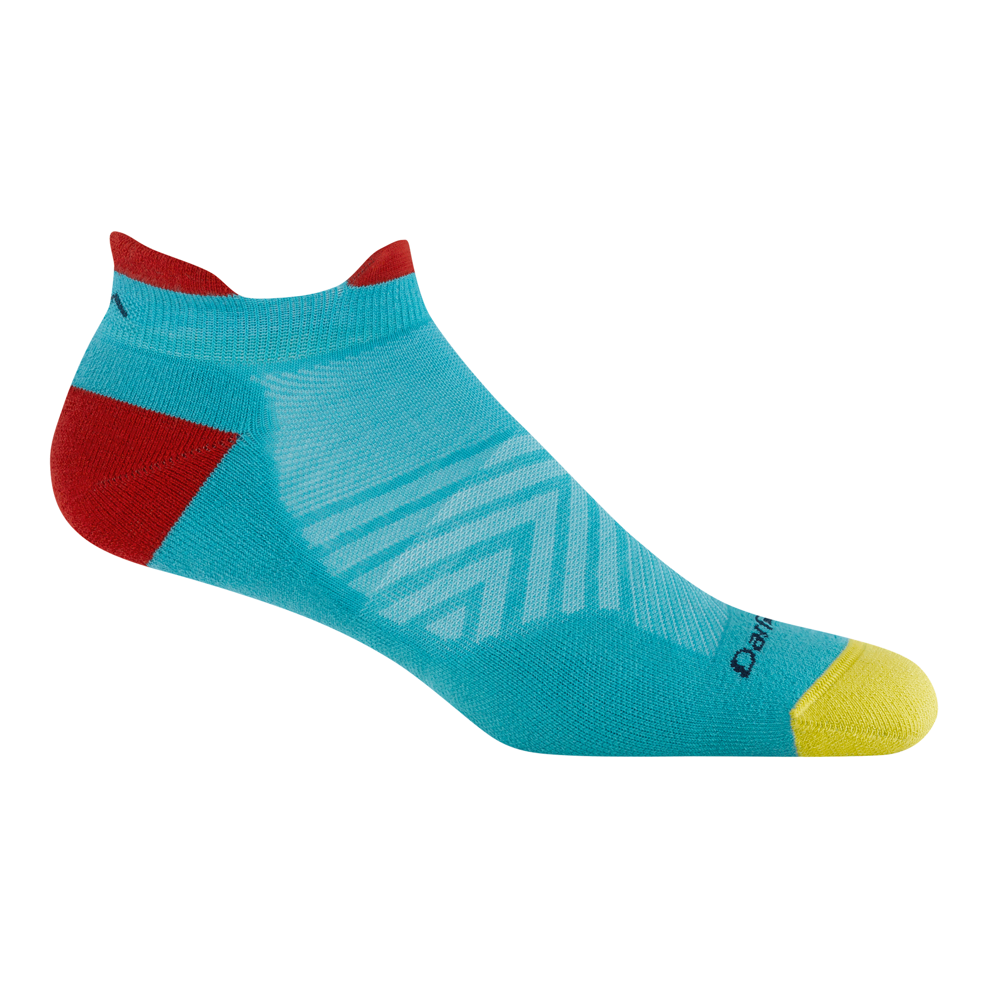 Limited Edition No show run sock 1039 in azure featuring blue body yellow toe and red heel and tab