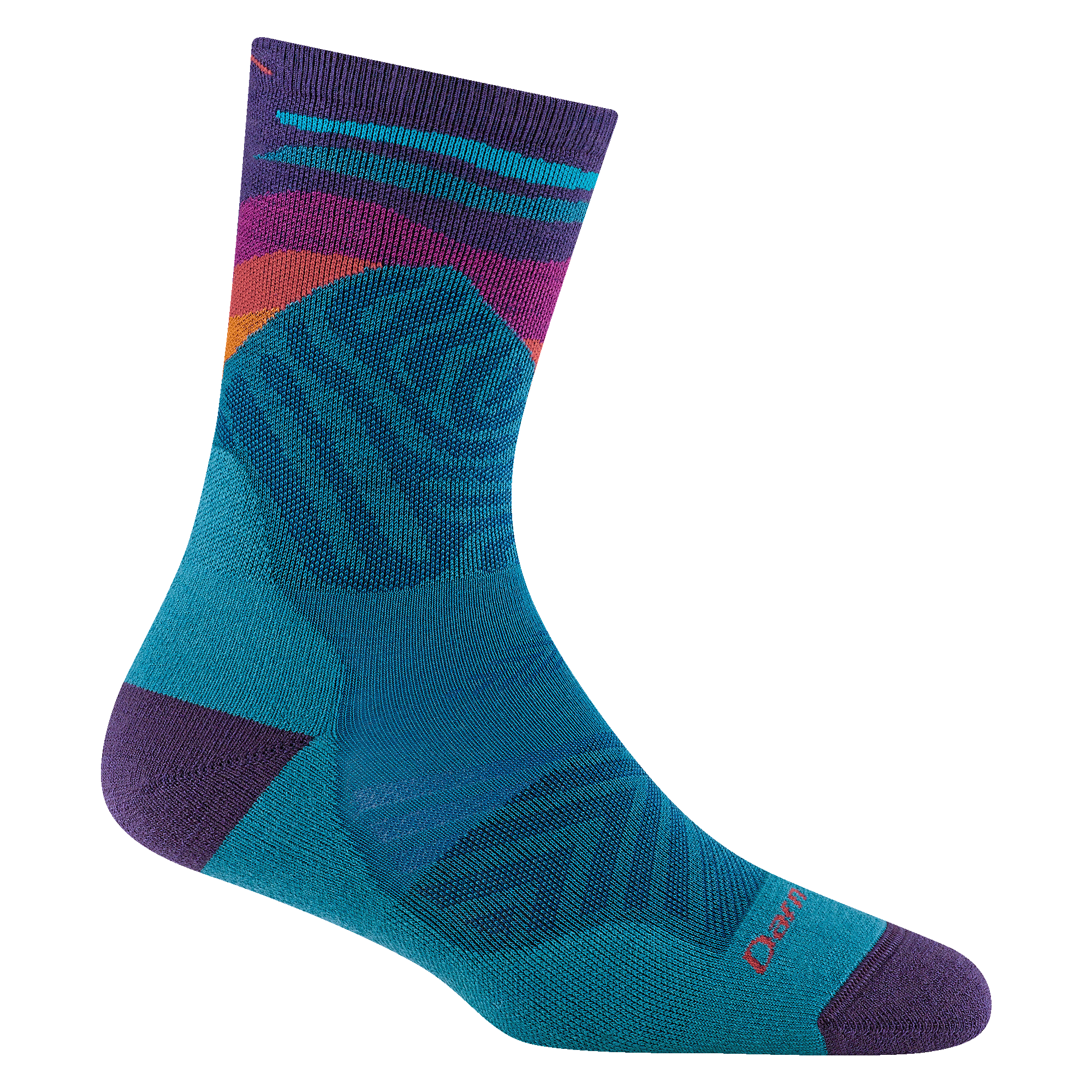 1067 Mirnavated micro crew running sock in cascade with an purple heel accent and cascade blue body body