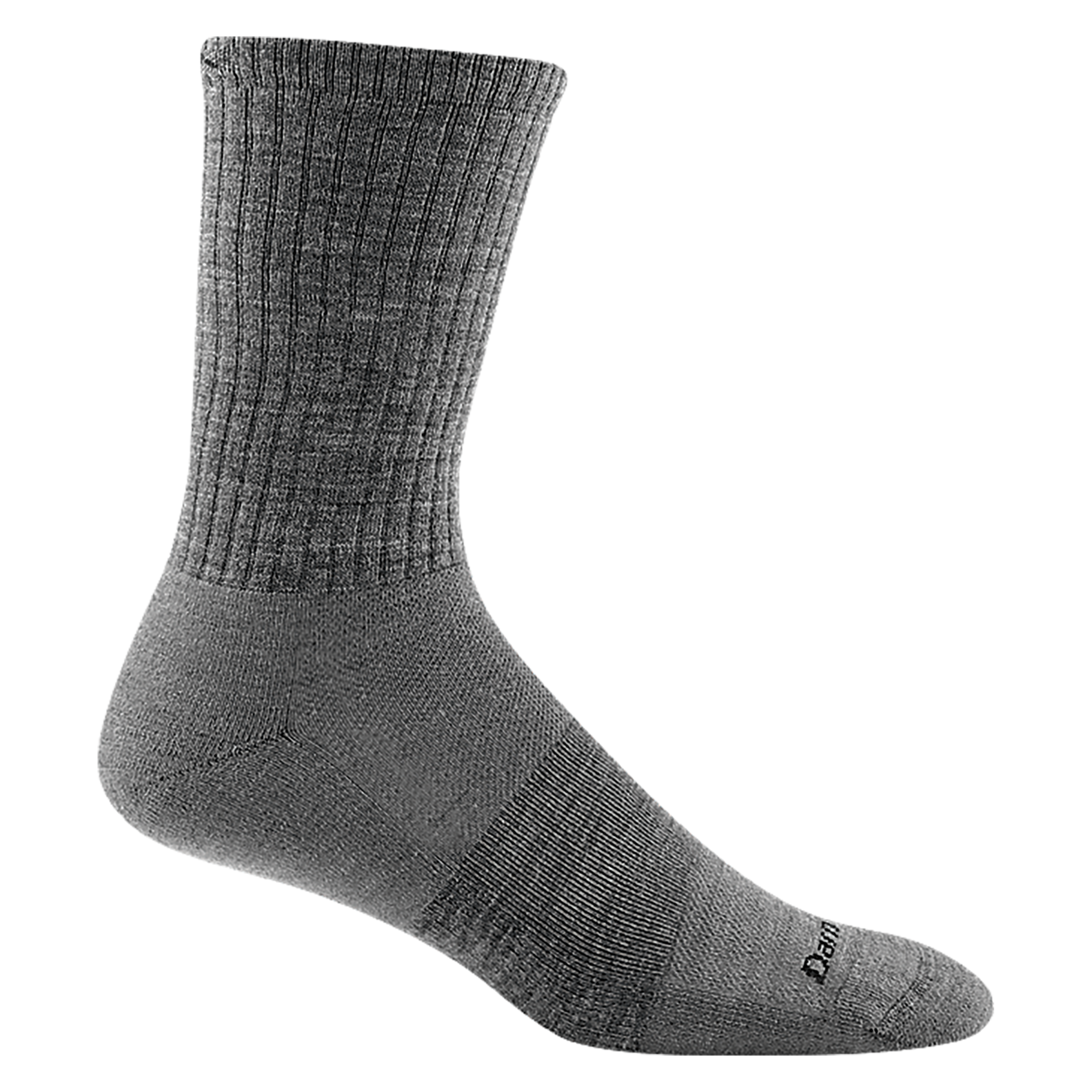 1680 men's the standard crew lifestyle sock in gray with dark grey forefoot color block and black darn tough signature