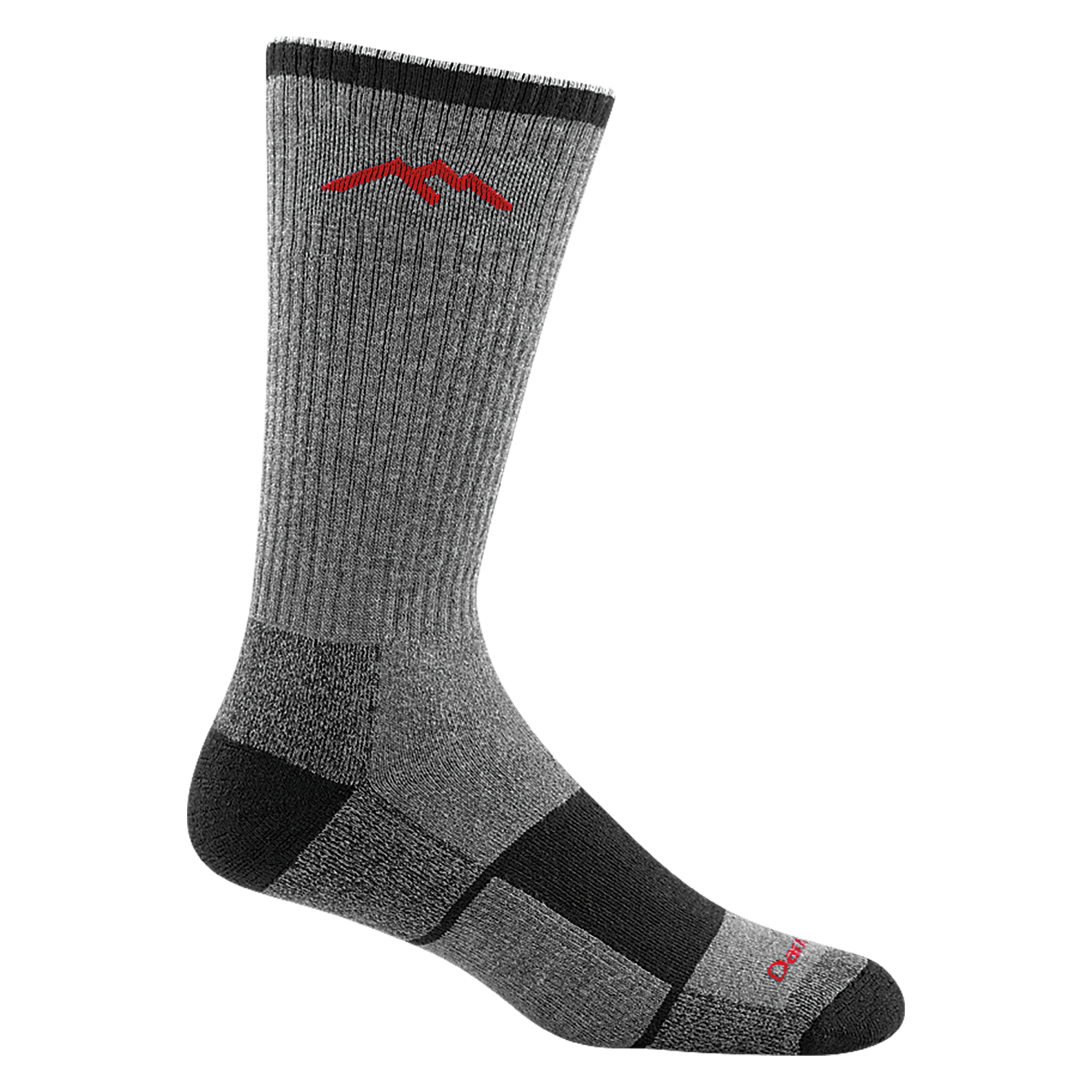 1933 men's coolmax boot hiking sock in color gray with black toe/heel accents and black color block on forefoot