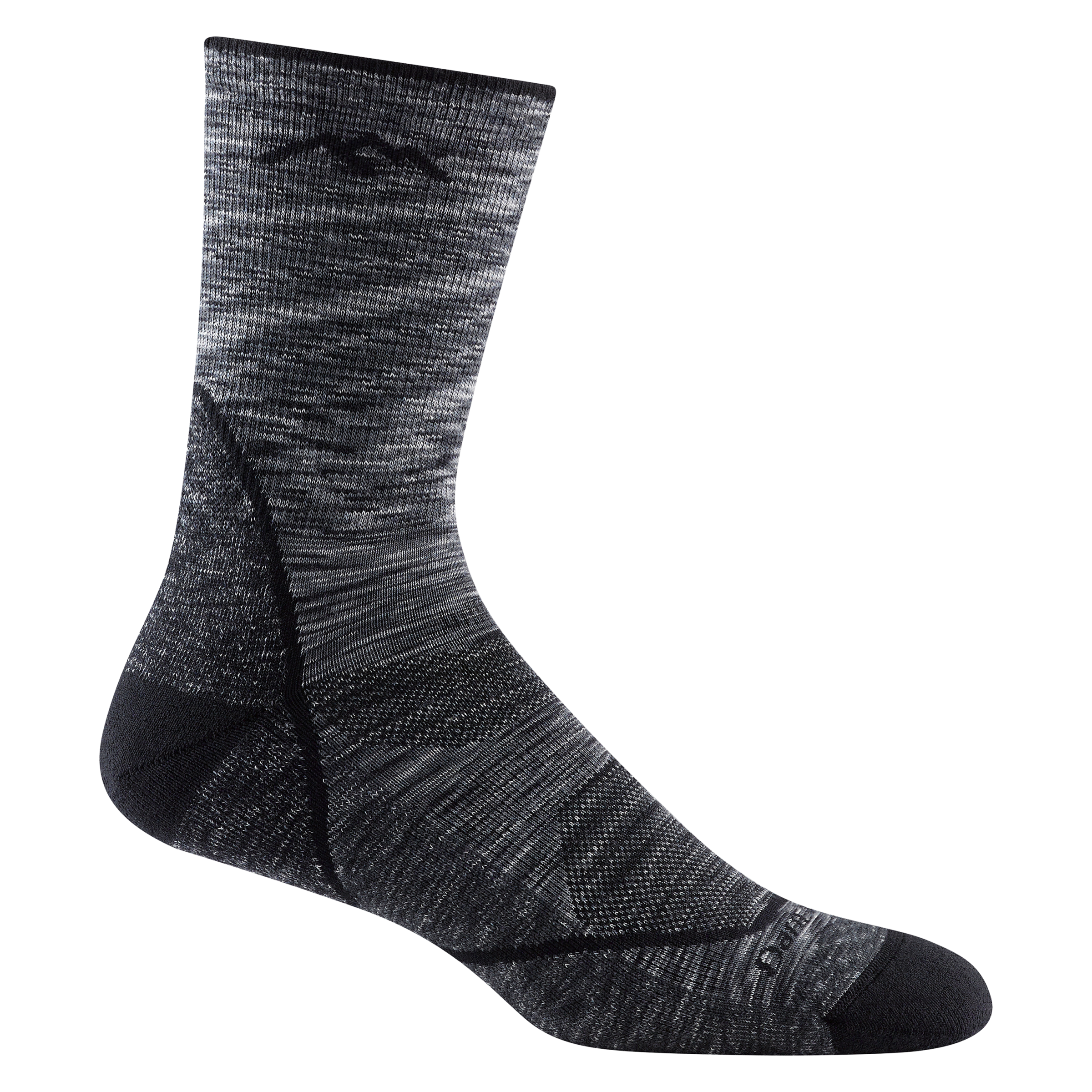 1972 men's light hiker micro crew hiking sock in color space gray with black accents and stripe on heel and forefoot