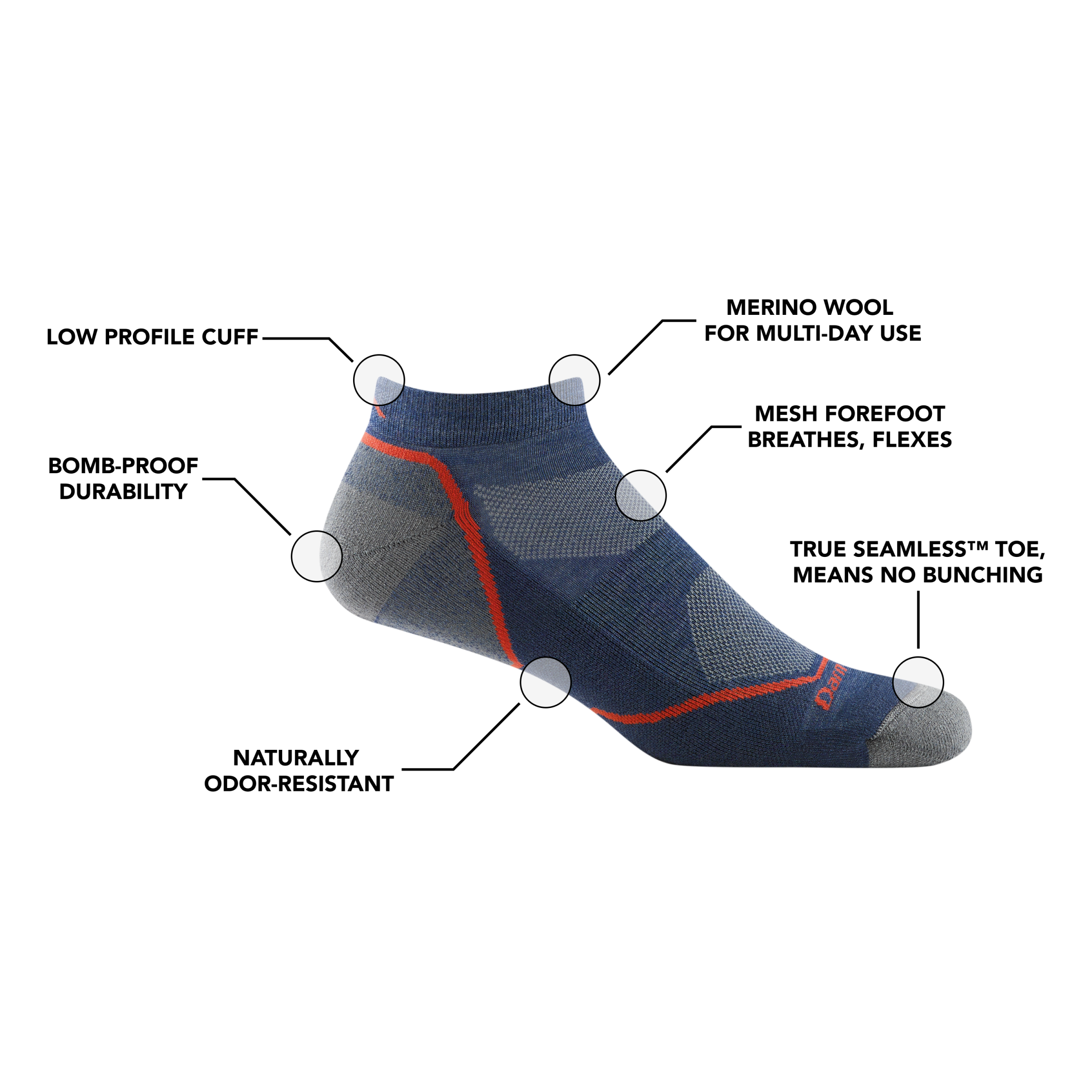 Men's Light Hiker No Show Lightweight Hiking Socks