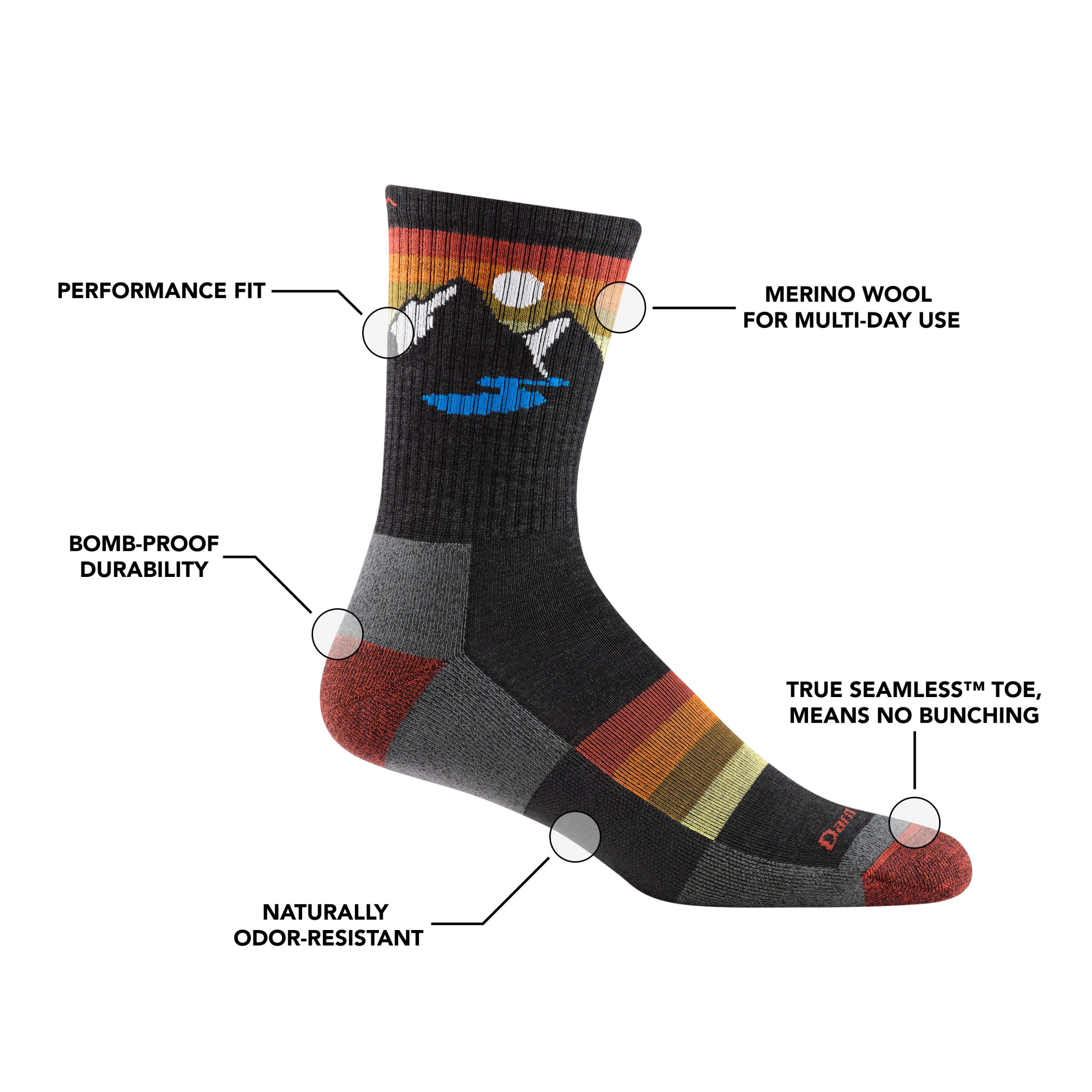Men's Sunset Ridge Micro Crew Lightweight Hiking Socks