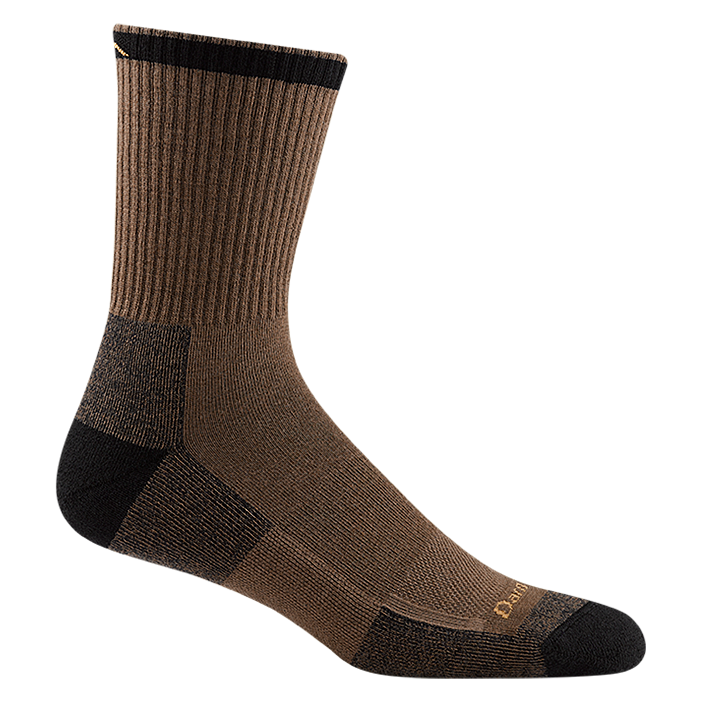 2005 men's fred tuttle micro crew work sock in color timber brown with black accents and shaded brown color blocks