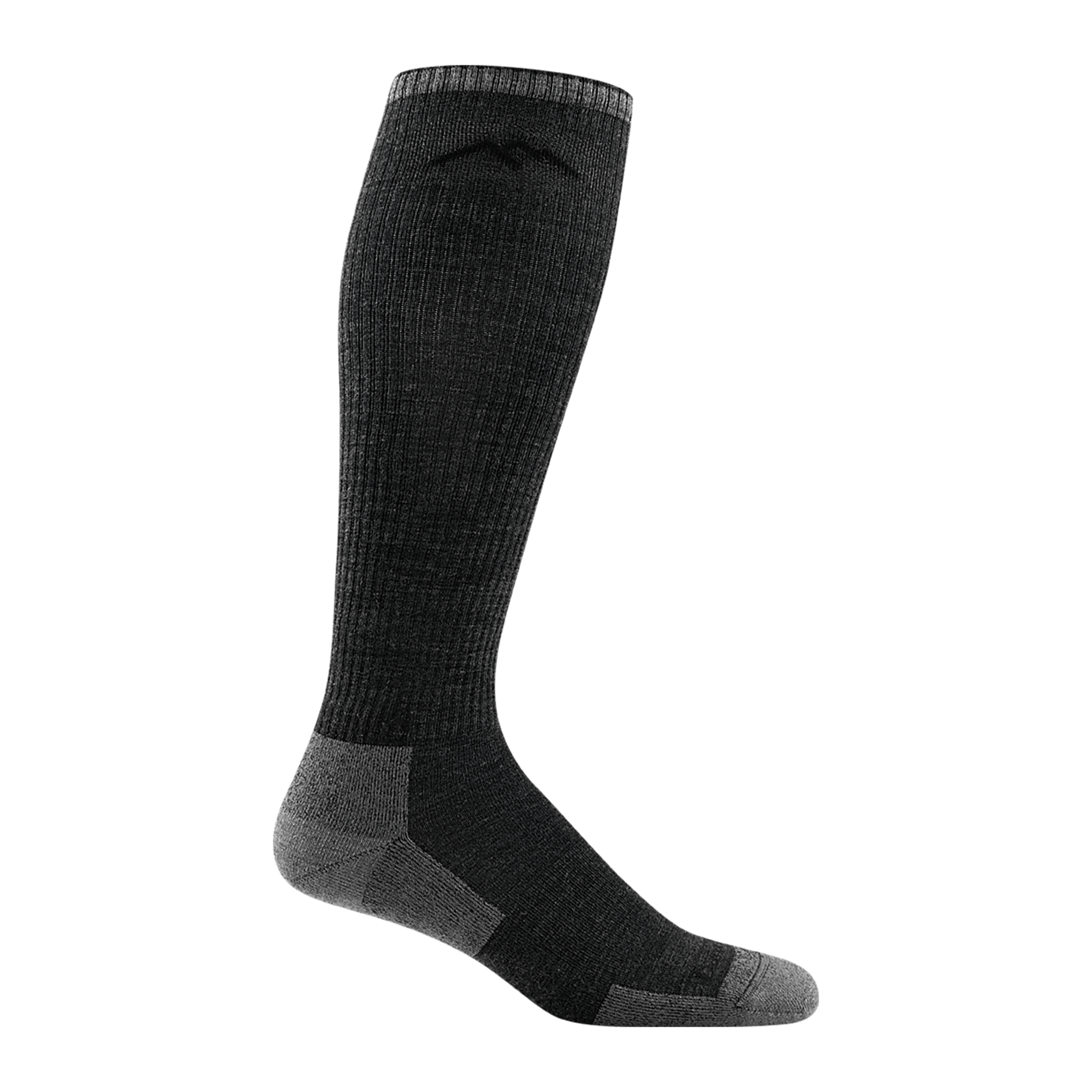 2008 men's westerner over-the-calf work sock in color charcoal gray with light gray toe/heel accents