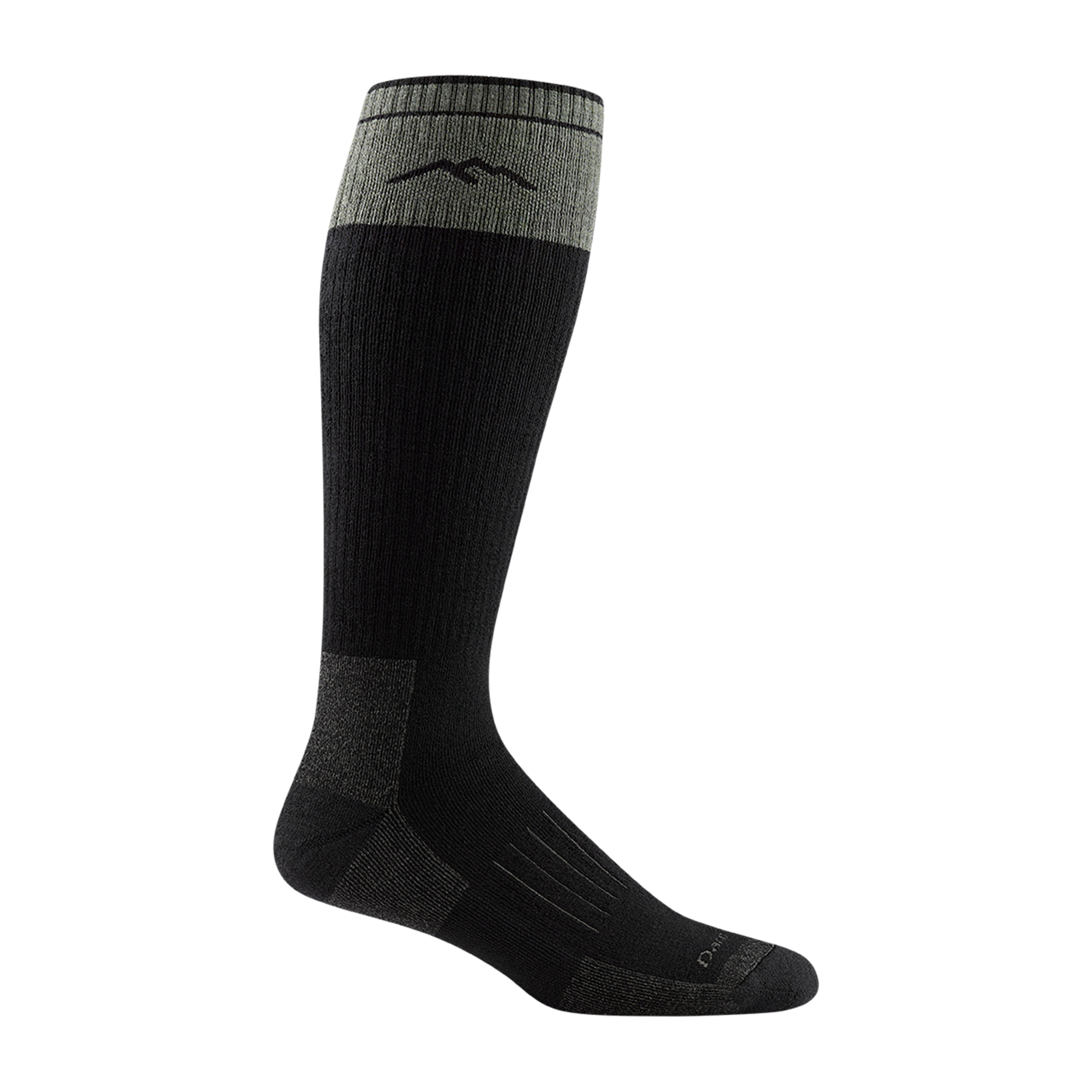 2013 unisex over-the-calf hunting sock in color charcoal with black body and light gray color block around top of calf