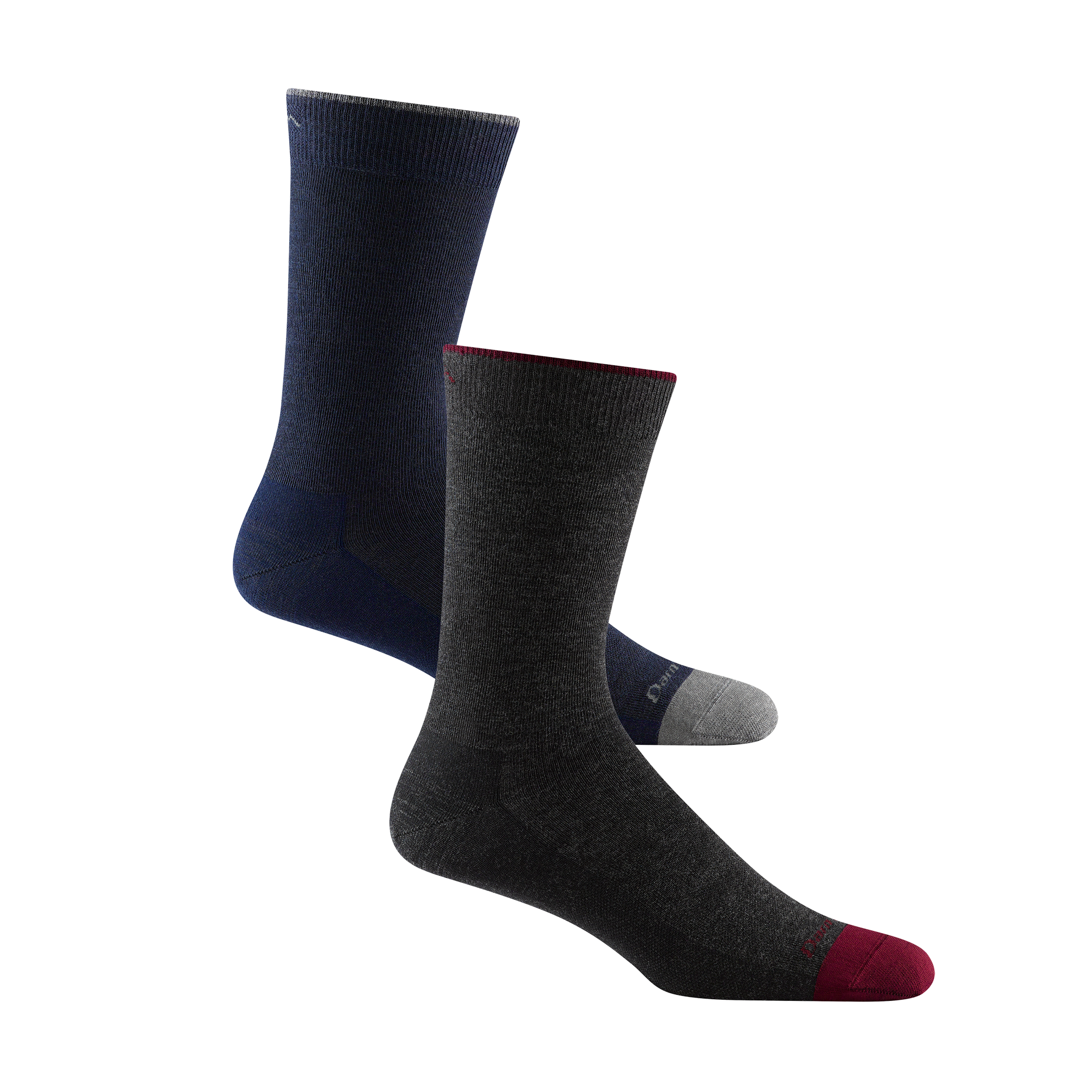 2 pack Men's solid crew in navy and charcoal side by side