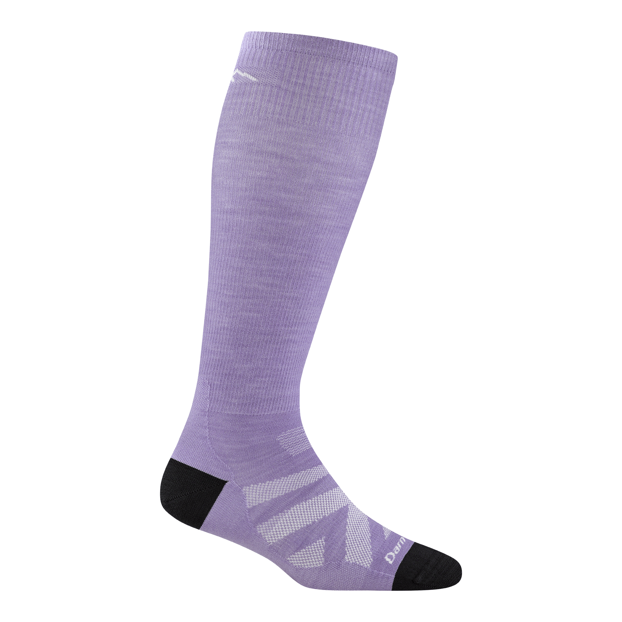 8008 women's RFL over-the-calf ski sock in Lavender with black toe/heel accents and white chevron on forefoot