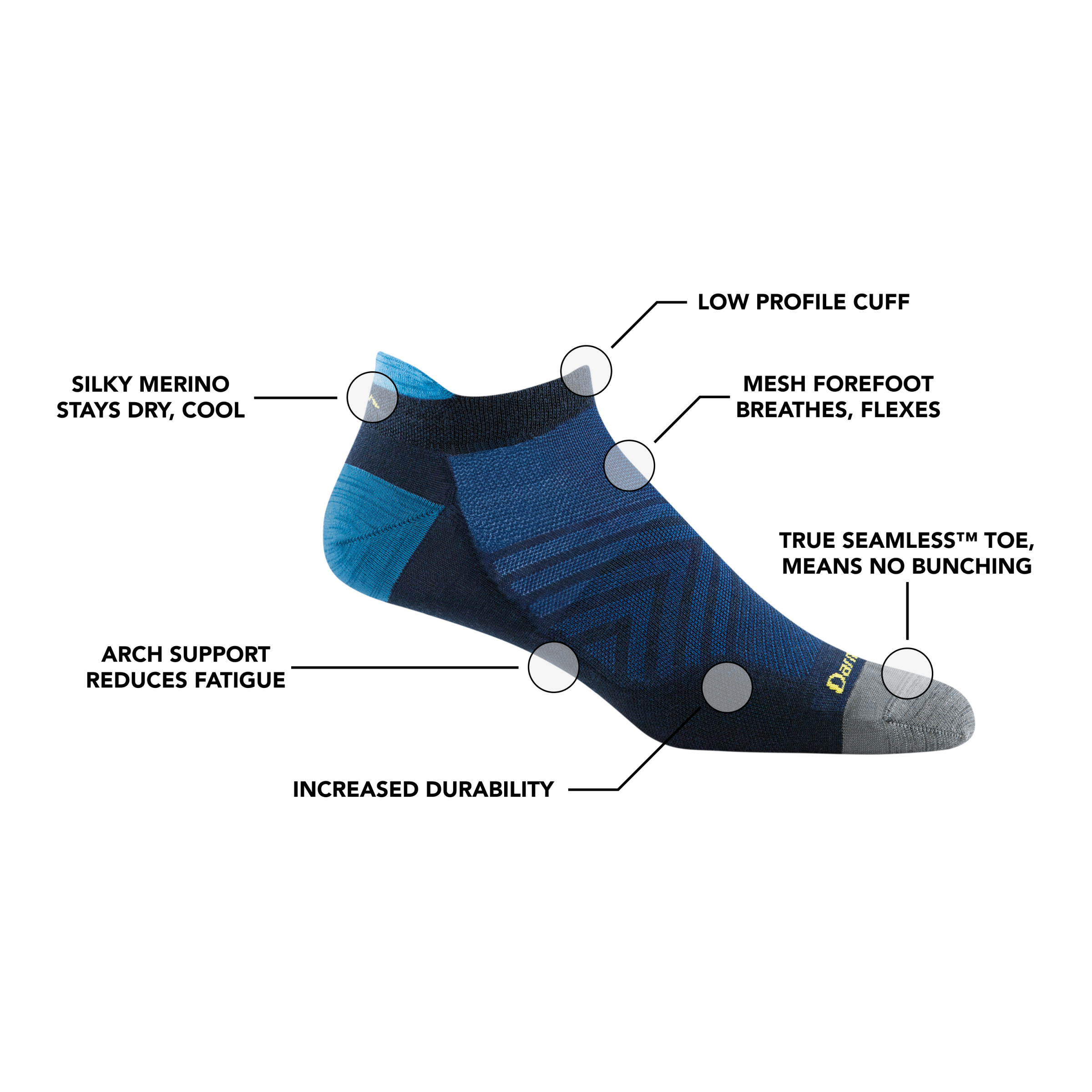 Men's Run No Show Tab Cushioned Ultra-Lightweight Running Socks
