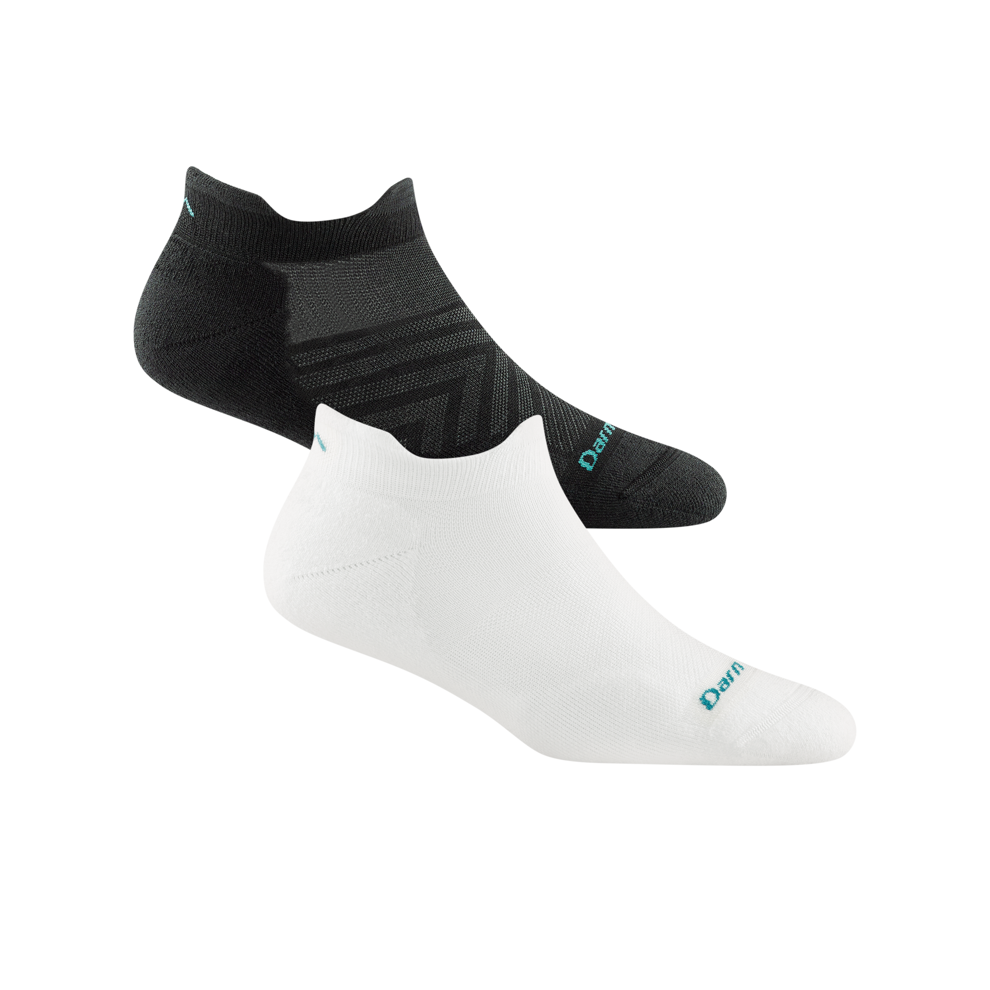 2 pack bundle including 2 pairs of the women's run no show tab running sock in black and white