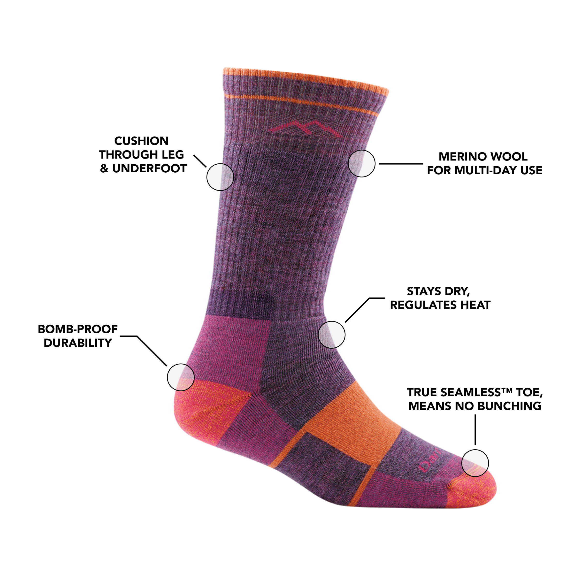 Women's Hiker Boot Full Cushion Midweight Hiking Socks