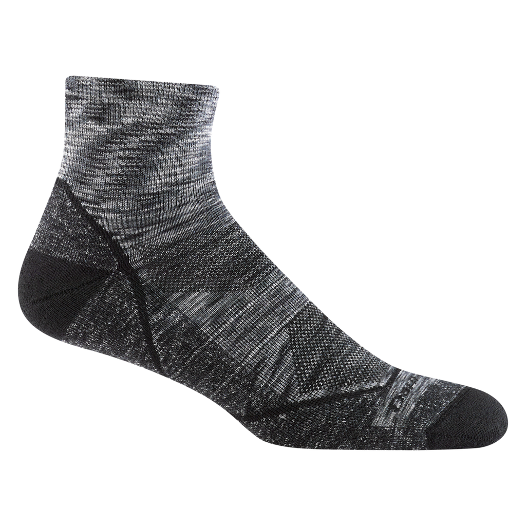 1991 men's light hiker quarter hiking sock in space gray with black toe/heel accents and black forefoot outline