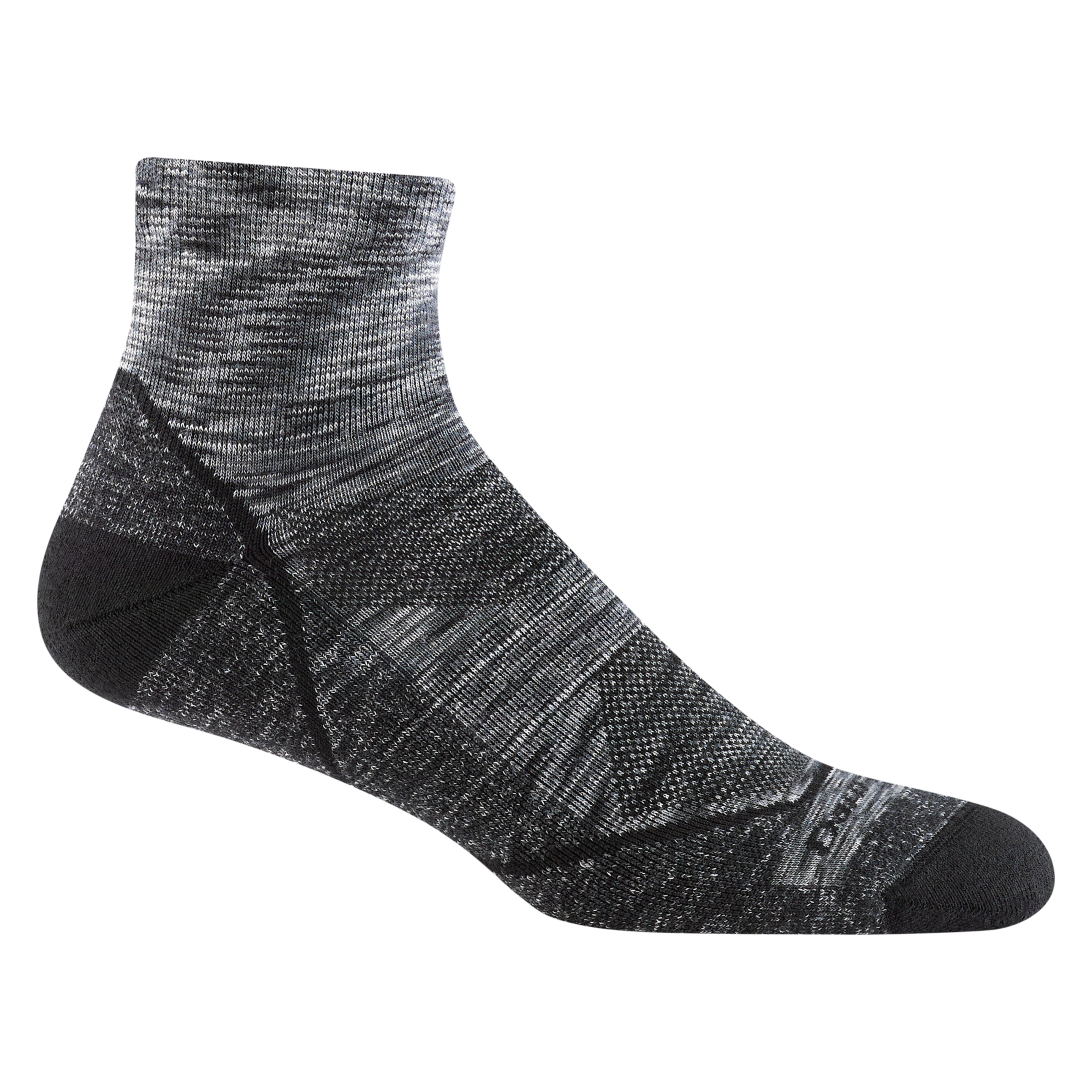 1991 men's light hiker quarter hiking sock in space gray with black toe/heel accents and black forefoot outline