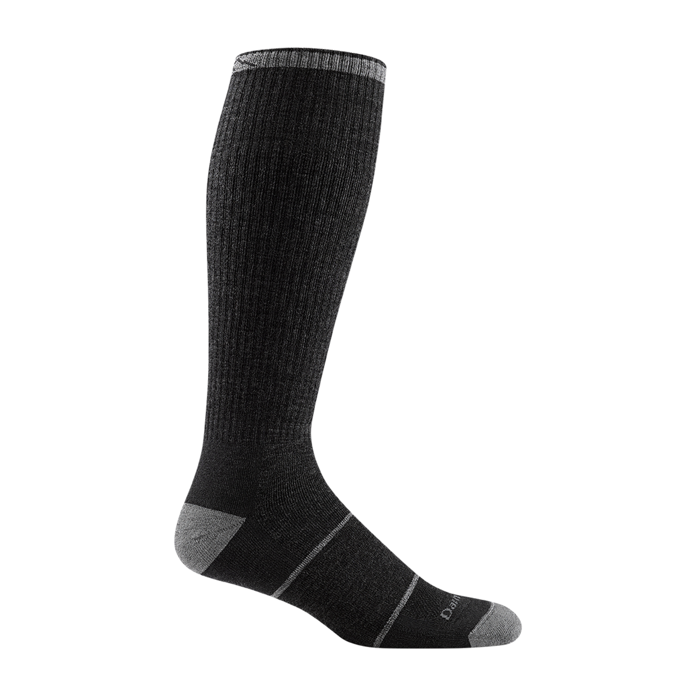 2003 men's paul bunyan over-the-calf work sock in dark gray with light gray toe/heel accents and 2 gray forefoot stripes
