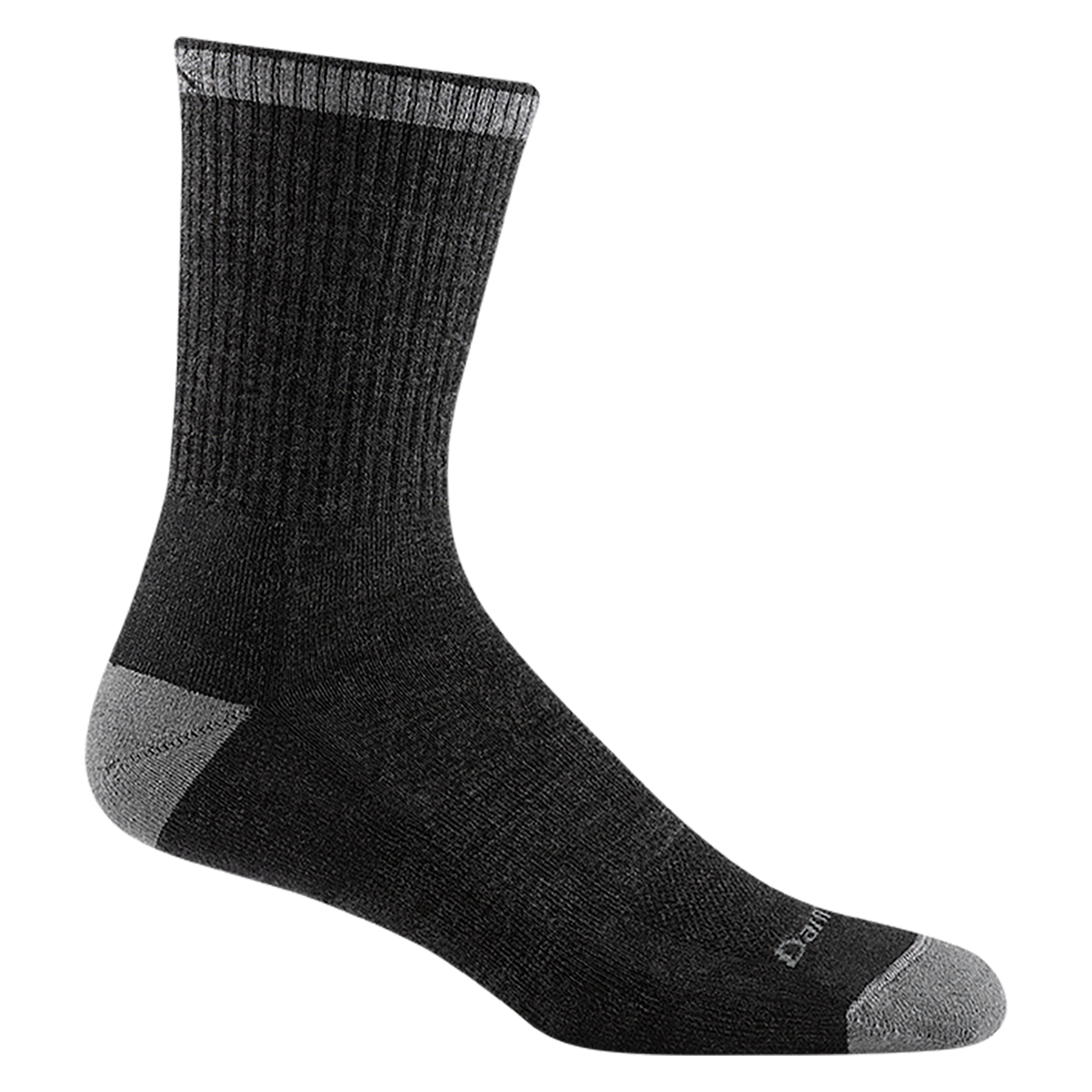 2005 men's fred tuttle micro crew work sock in color dark gravel gray with light gray toe/heel/trim accents