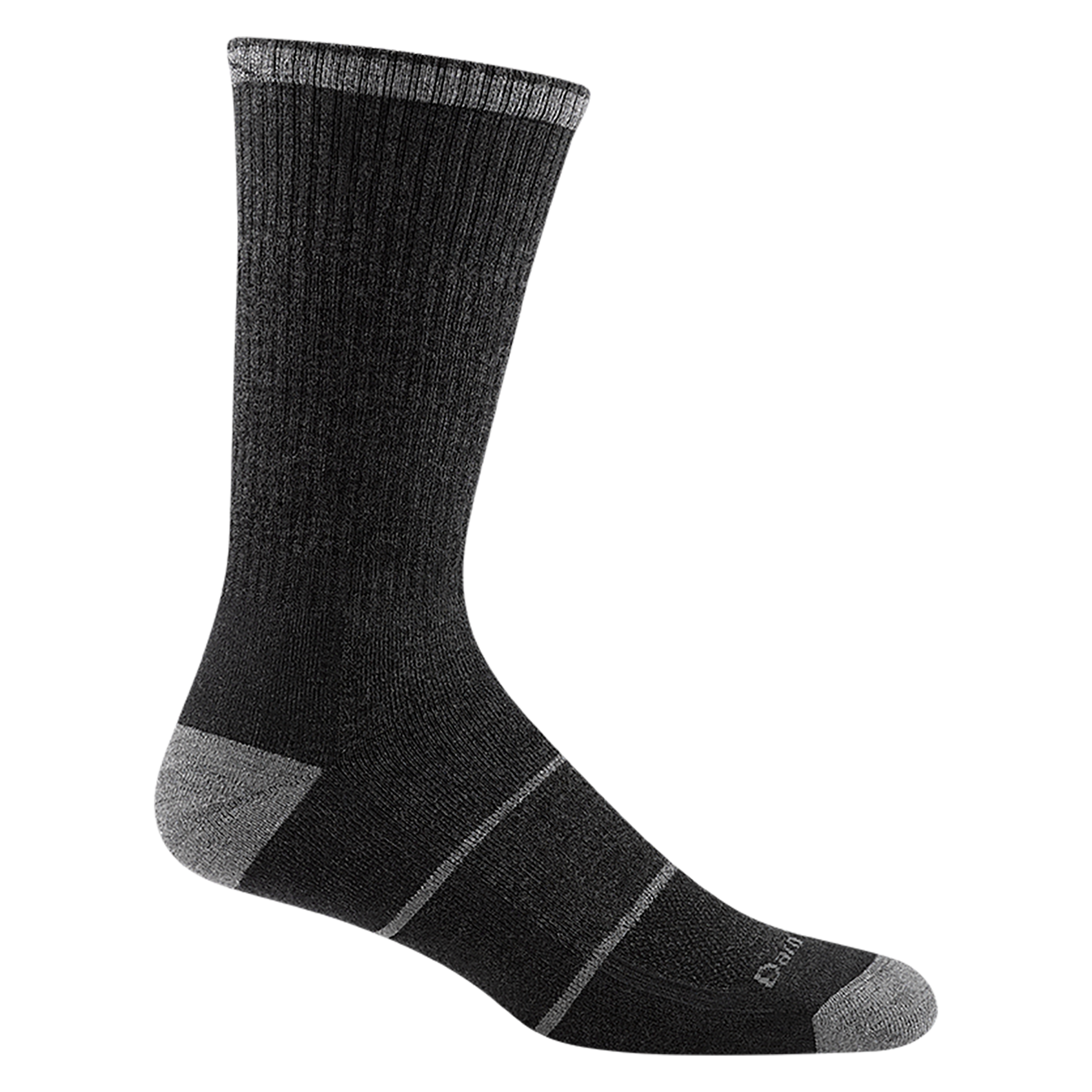 2009 men's william jarvis boot work sock in color dark gray with light gray accents and two gray stripes on forefoot