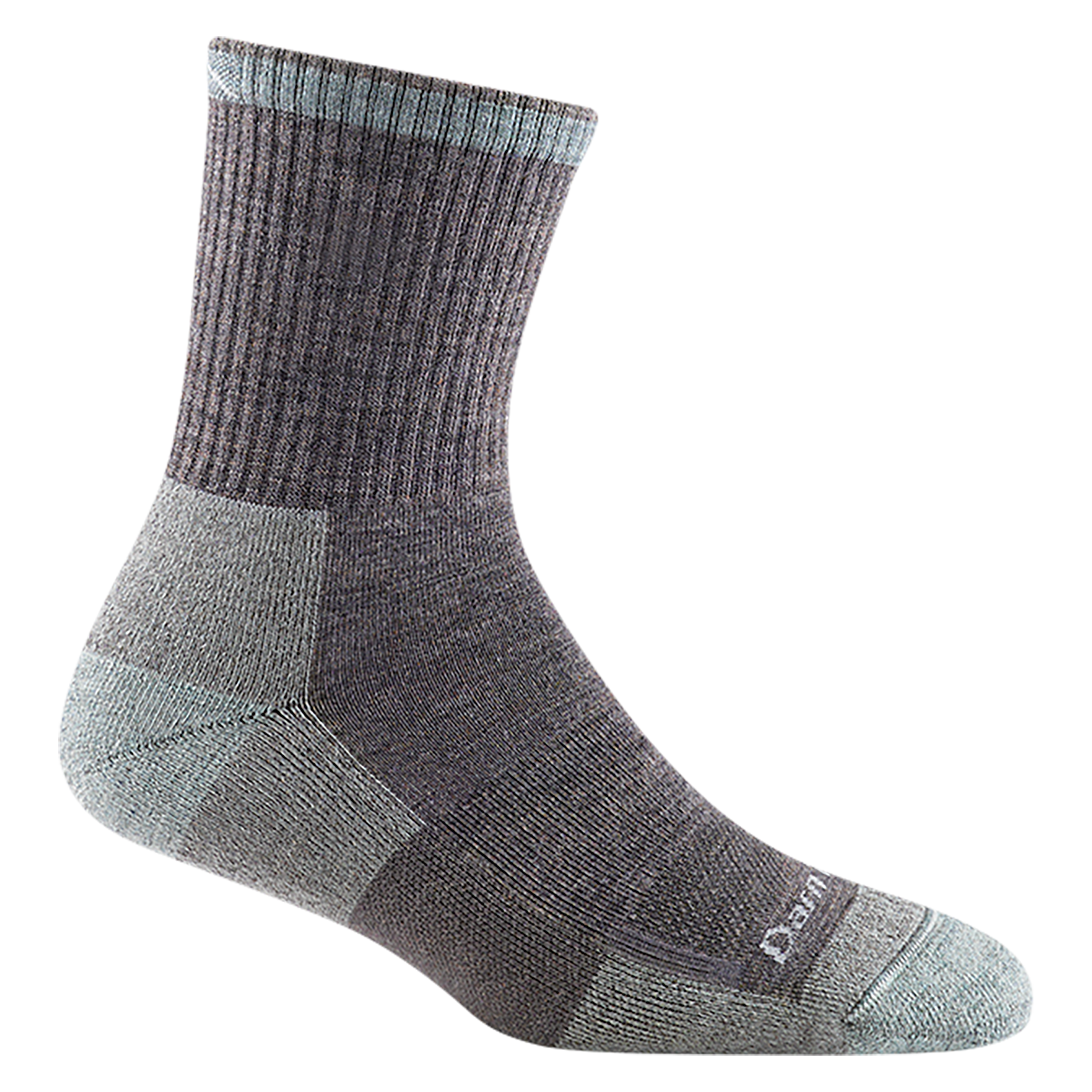 2200 women's ida may micro crew work sock in color shale gray with seafoam green toe/heel accents