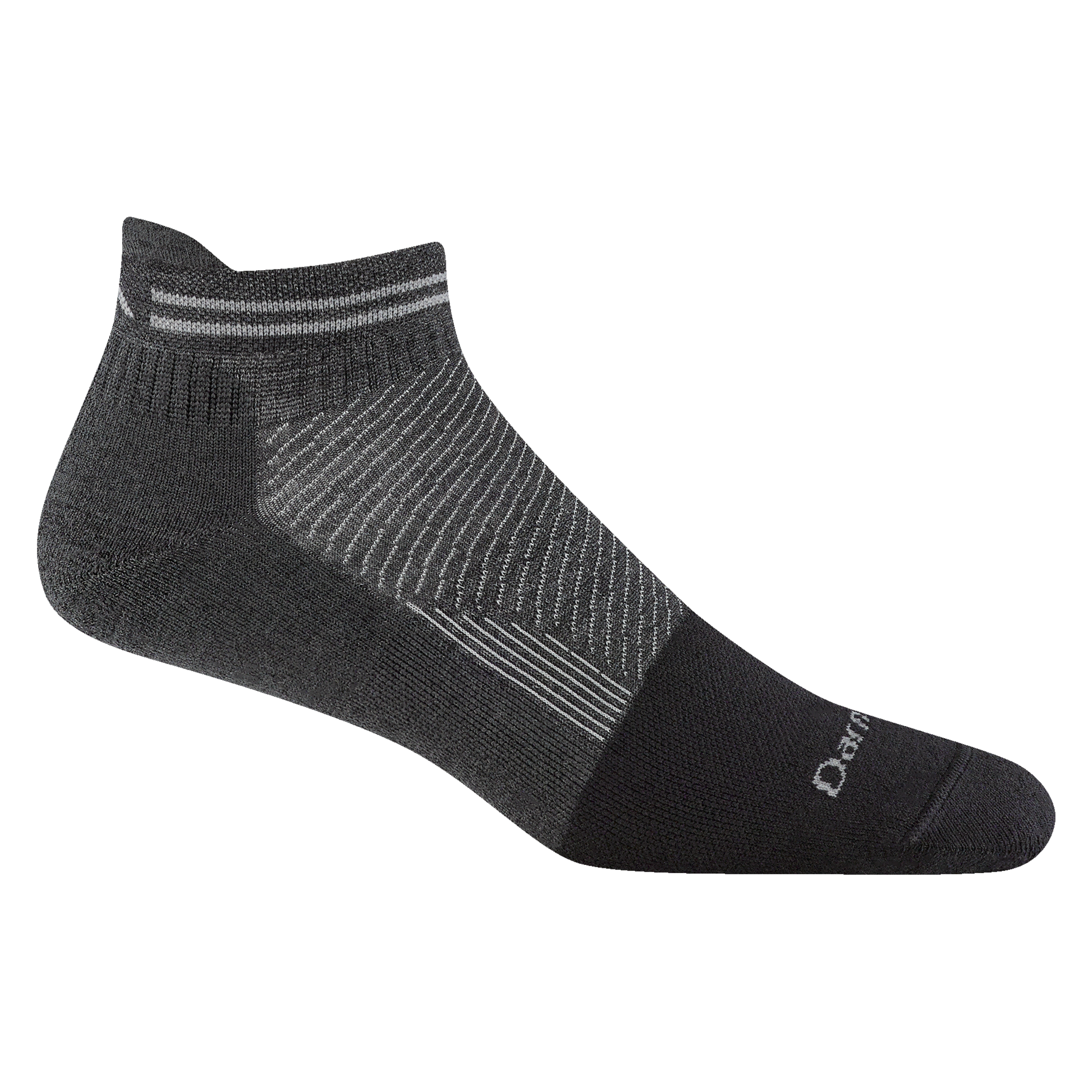 2211 mens Steely no show tab work sock in gravel featuring black full cushion toe with dark gray body