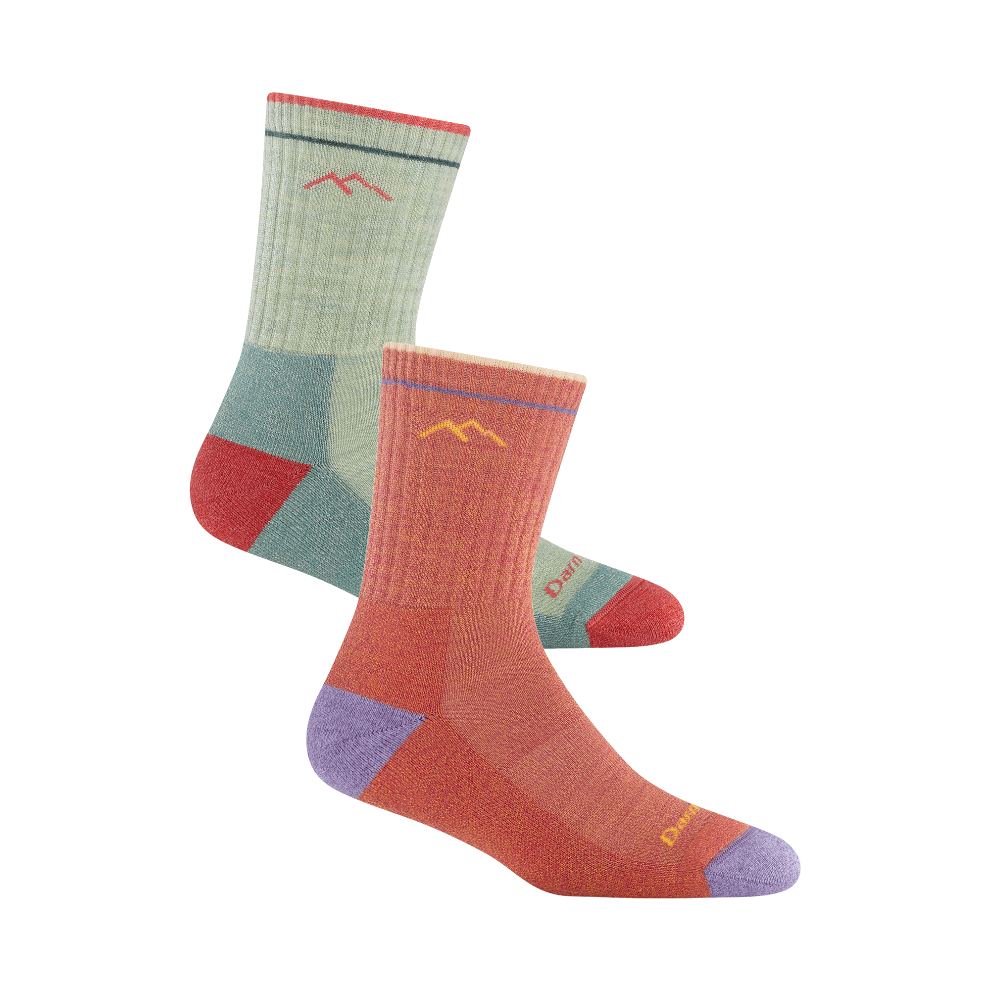 Bundle image of the 5203 twisted Micro crew hiker in Sunstone and mint