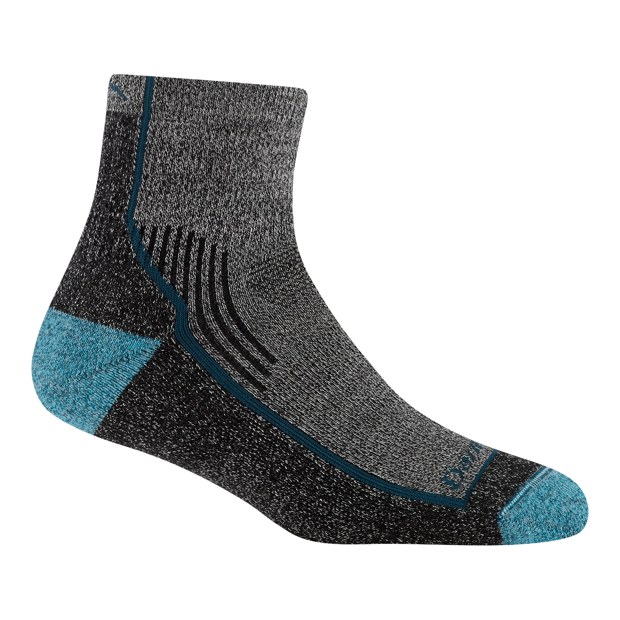 5258 quarter hiker in granite featuring a blue heel/toe with light gray top body and darker gray bottom