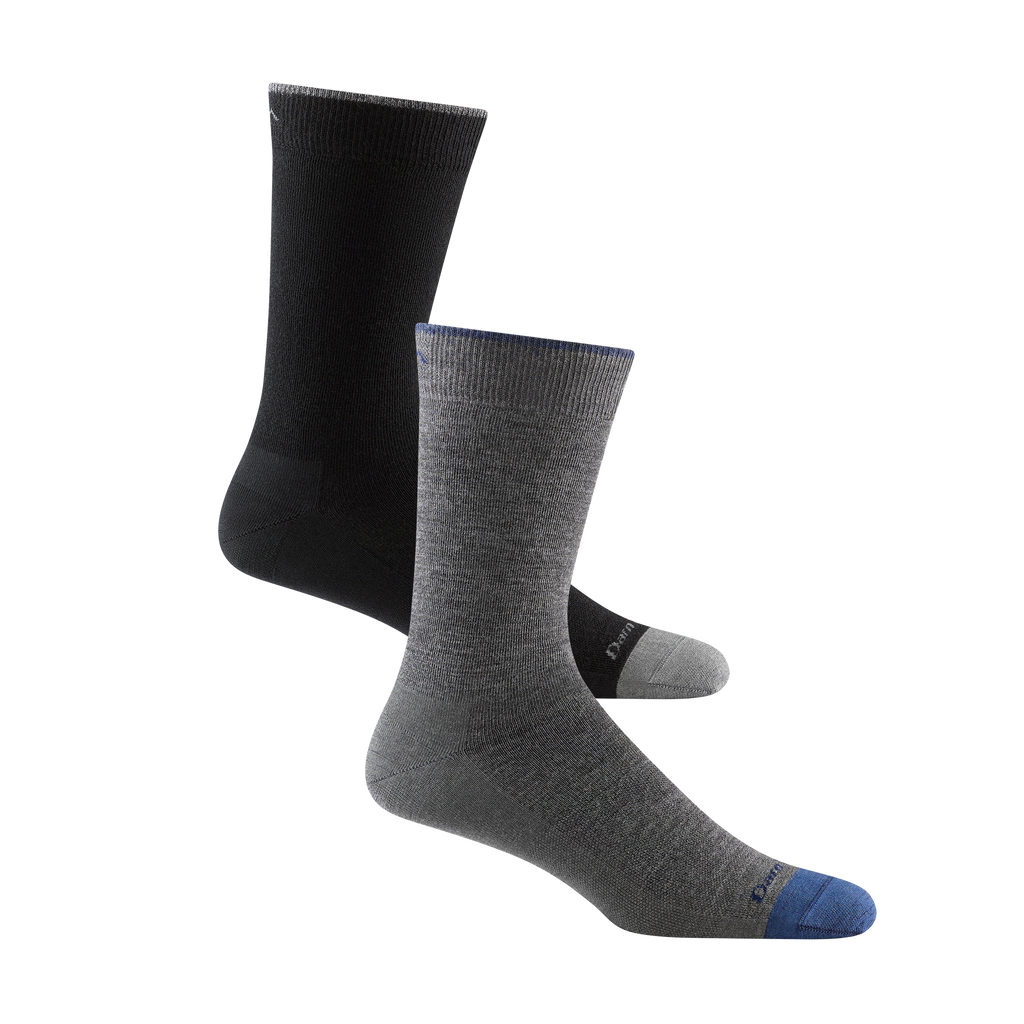2 pack Men's solid crew in black and gray side by side