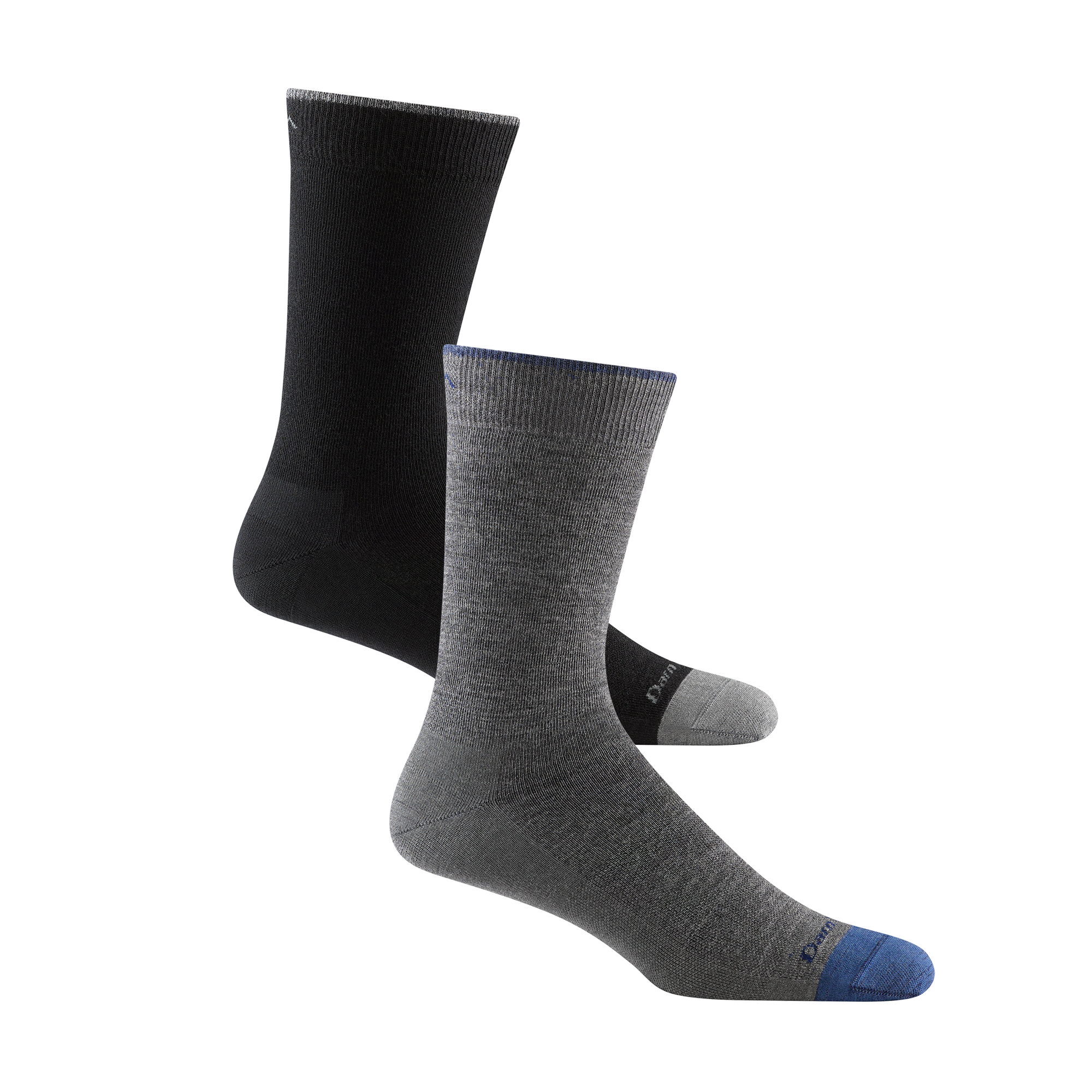 2 pack Men's solid crew in black and gray side by side
