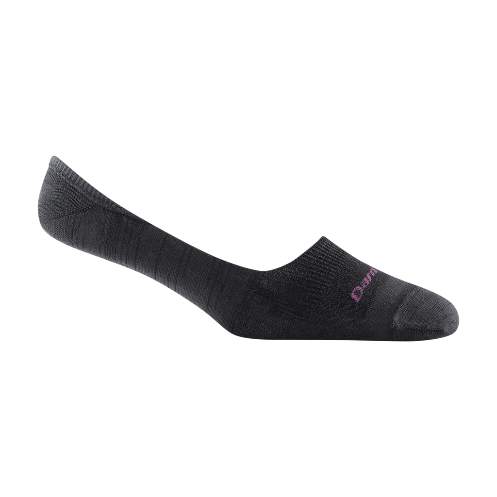 6044 women's solid no show invisible lifestyle sock in color black with pink darn tough signature on forefoot