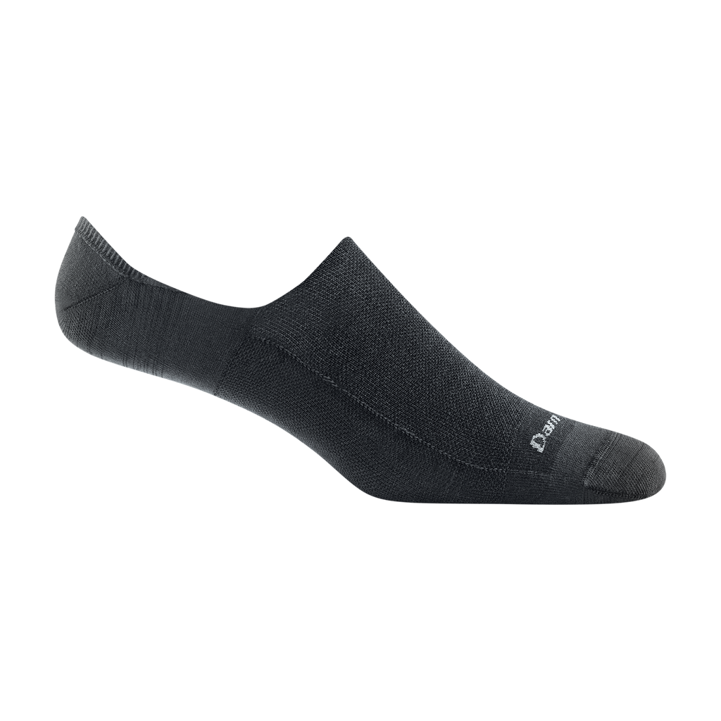 6055 men's topless solid no show hidden lifestyle sock in black with white darn tough signature on forefoot