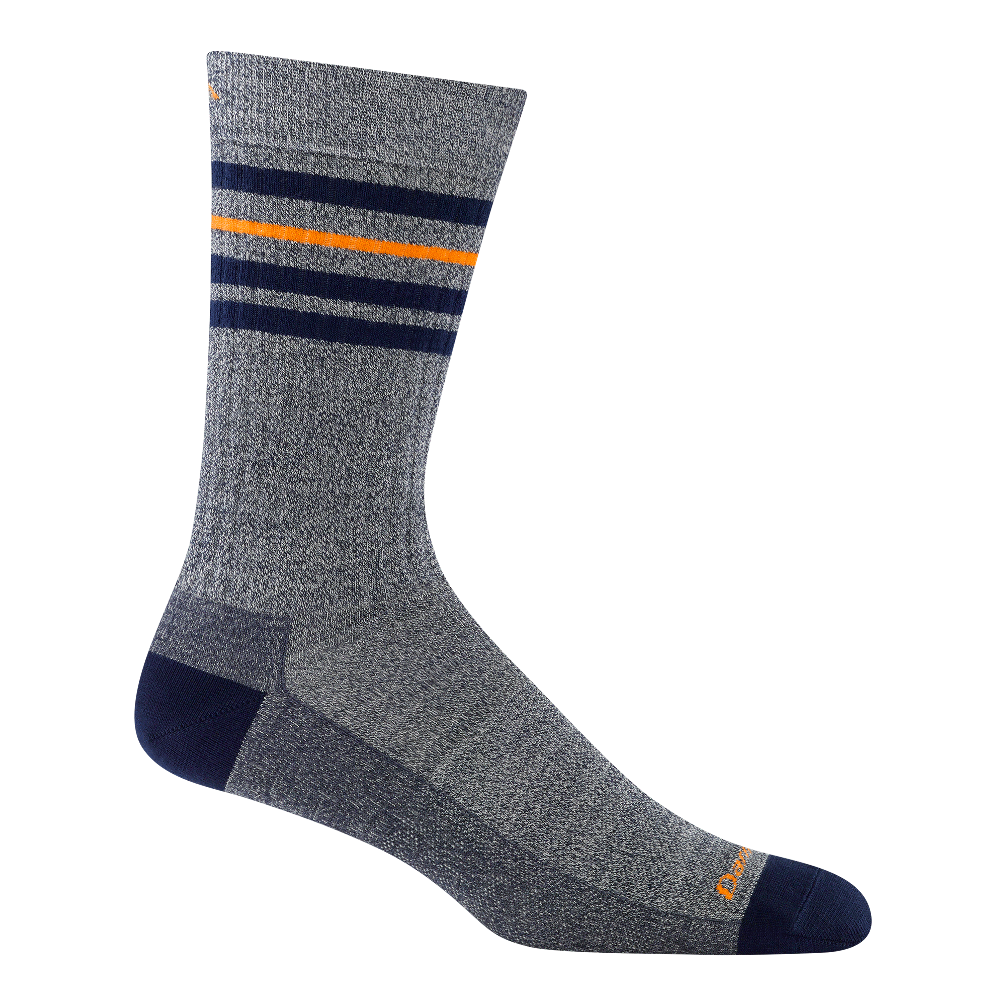 6069 letterman crew in Eclipse featuring navy heel/toe with denim body and orange stripe and logo 