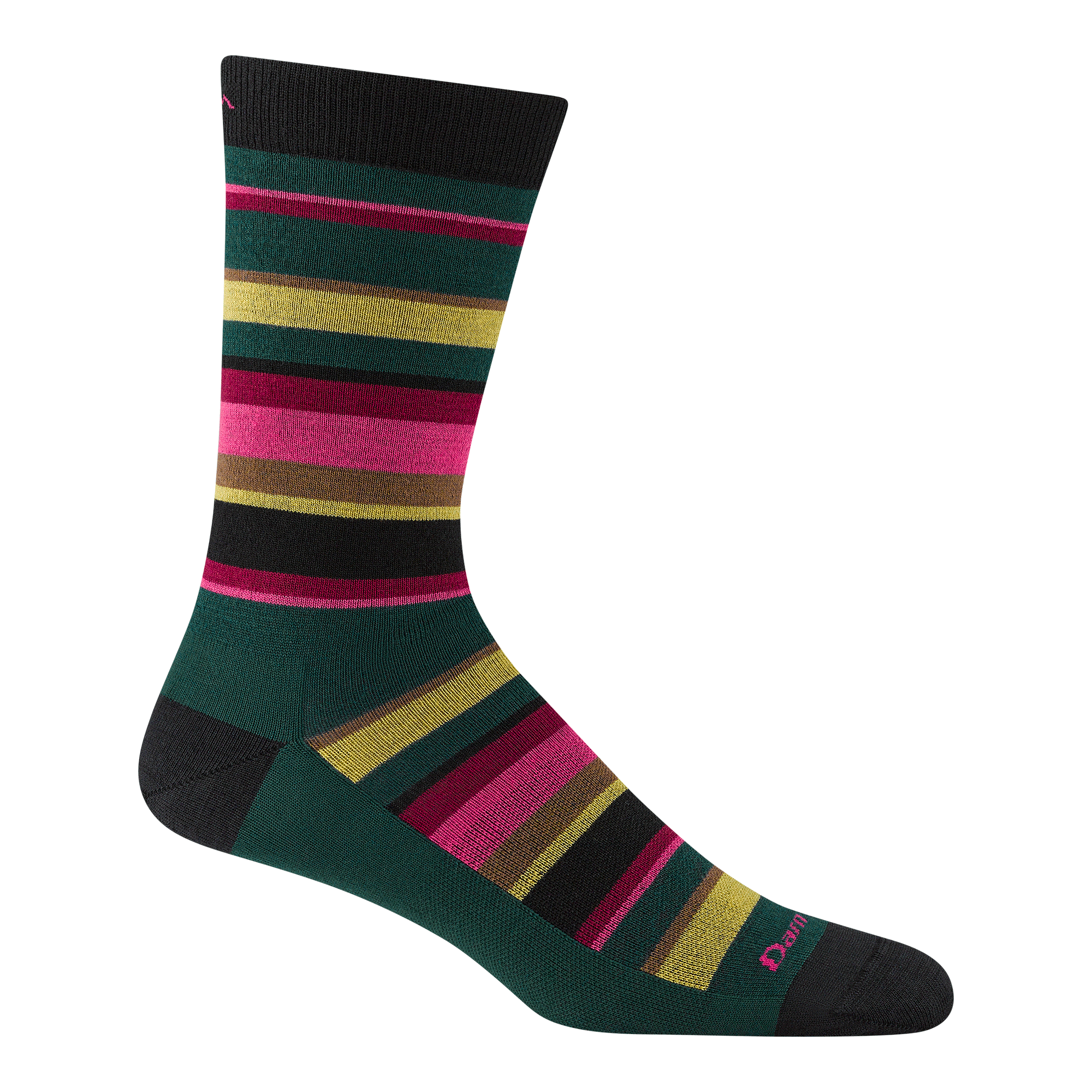 6090 Druid crew Lifestyle in pine featuring green body black toe/heel and pink/yellow/green stripes
