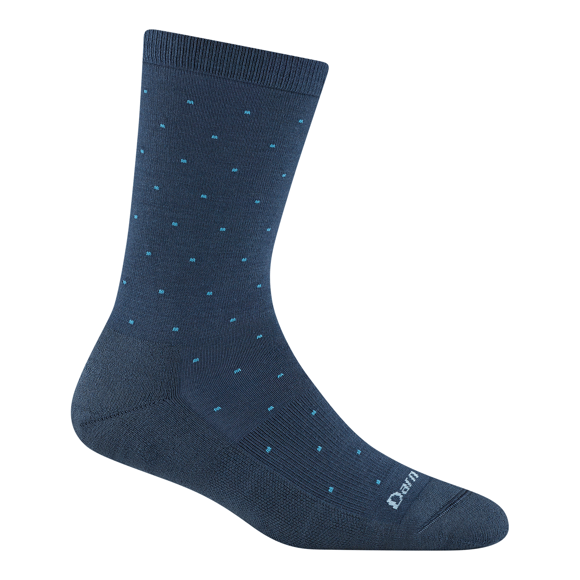 6110 Pin drop crew in midnight featuring a navy body and light blue dots all over body