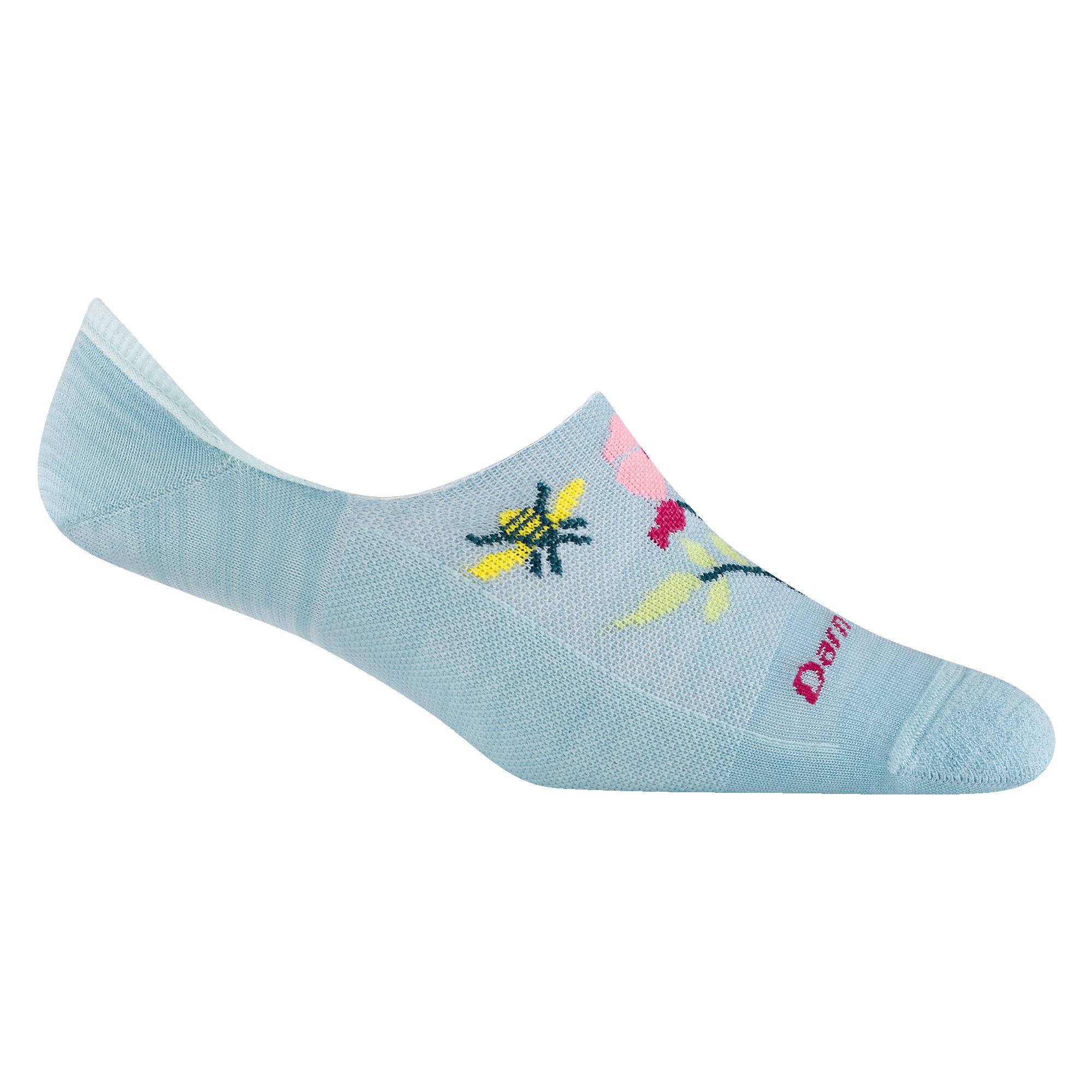 6123 No show hidden lifestyle sock featuring flowers and bees on a light blue body