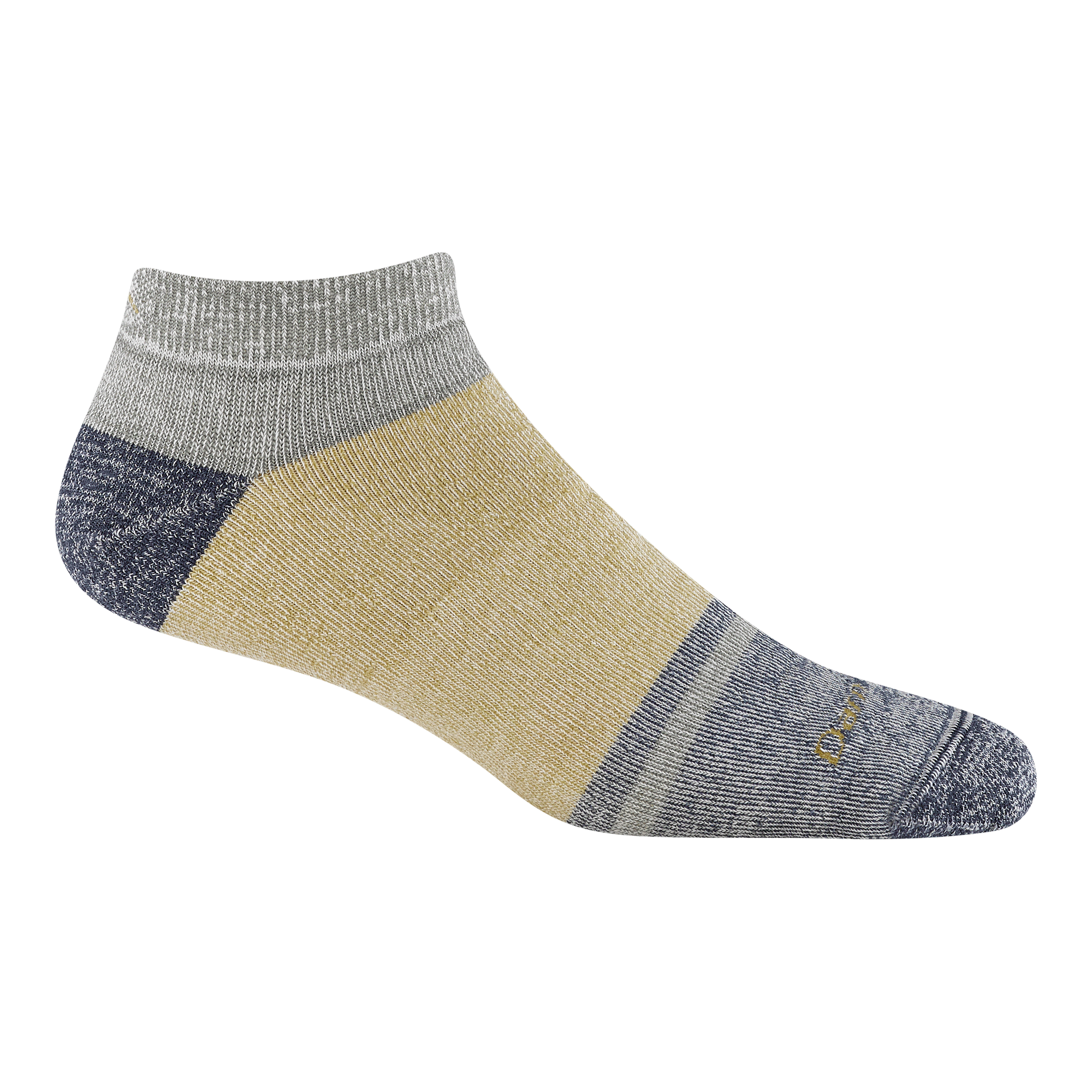 6128 No show lifestyle full cushion with yellow body cray cuff charcoal heather heel/toe