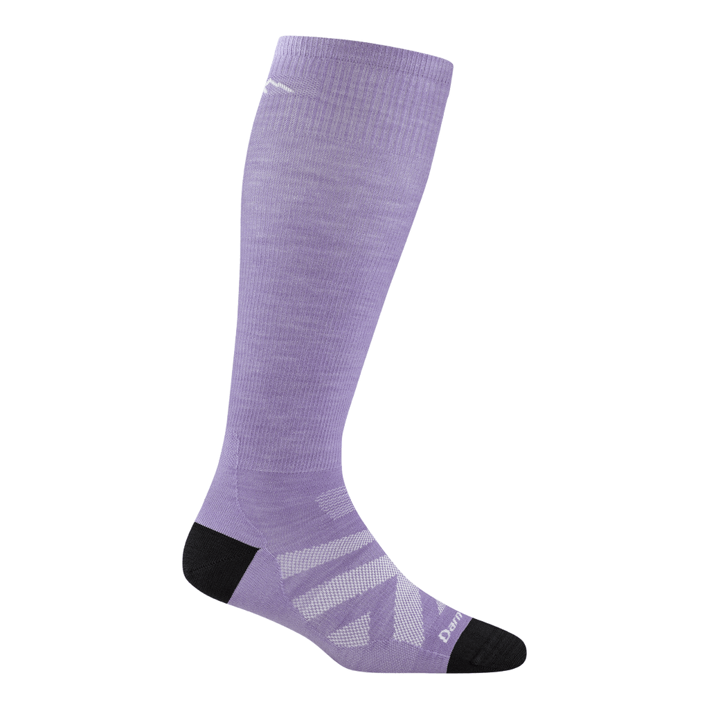 8008 women's RFL over-the-calf ski sock in Lavender with black toe/heel accents and white chevron on forefoot