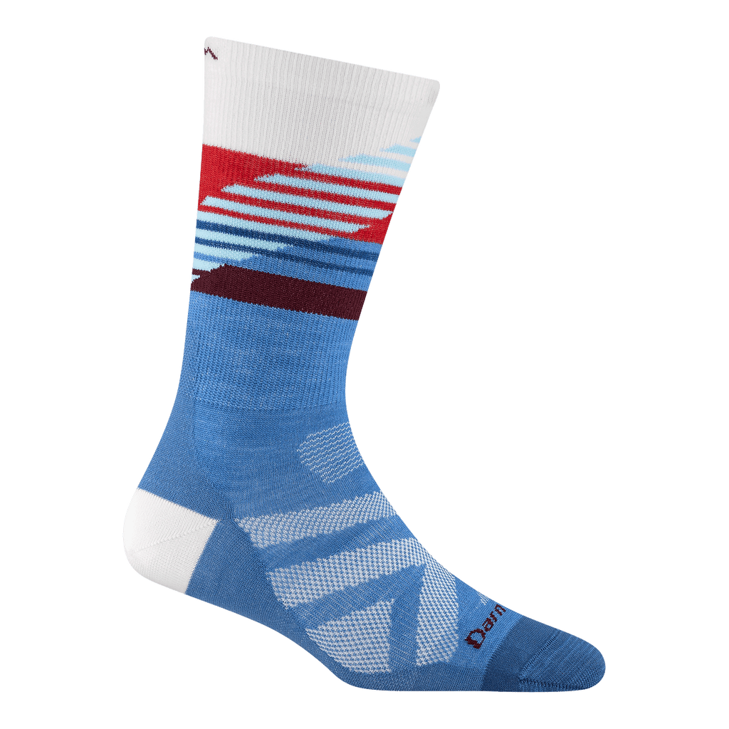 8031 women's lillehammer nordic boot ski sock in stellar with white heel and red, blue, and maroon calf striping