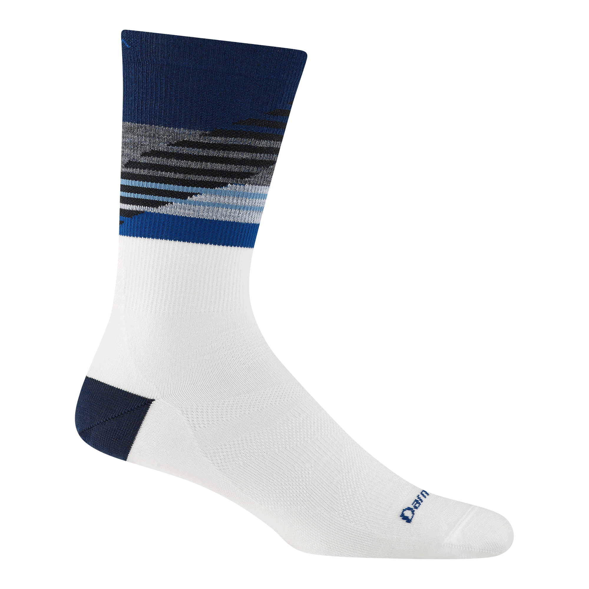 8032 men's lillehammer nordic boot ski sock in white with navy heel blue and gray on calf 