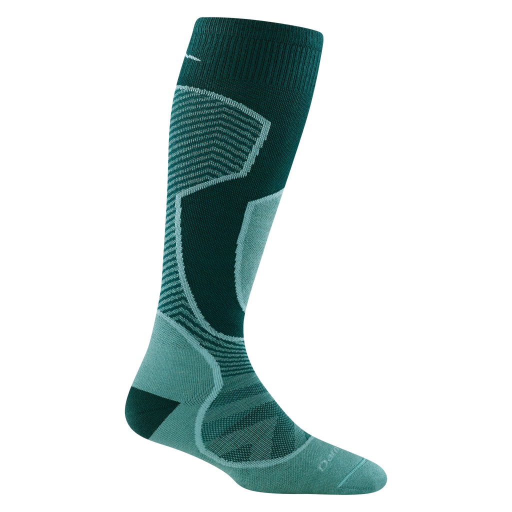 8038 outer limits over-the calf lightweight ski and snowboard sock in the juniper color 