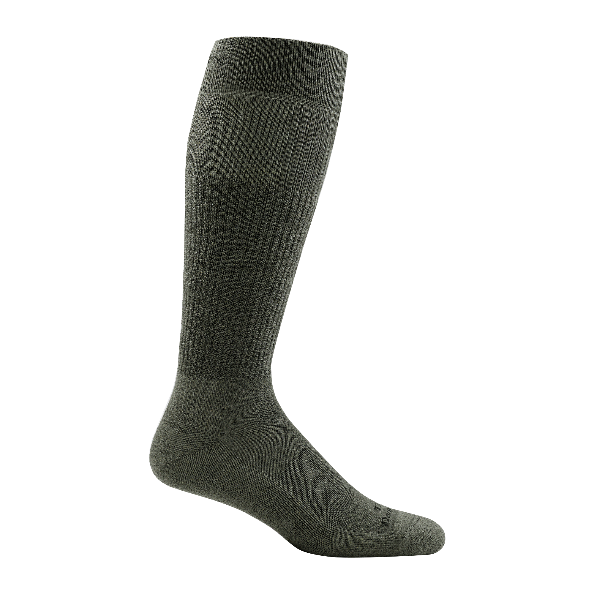 T3005 unisex mid-calf lightweight tactical sock in color foliage green with black darn tough signature on forefoot