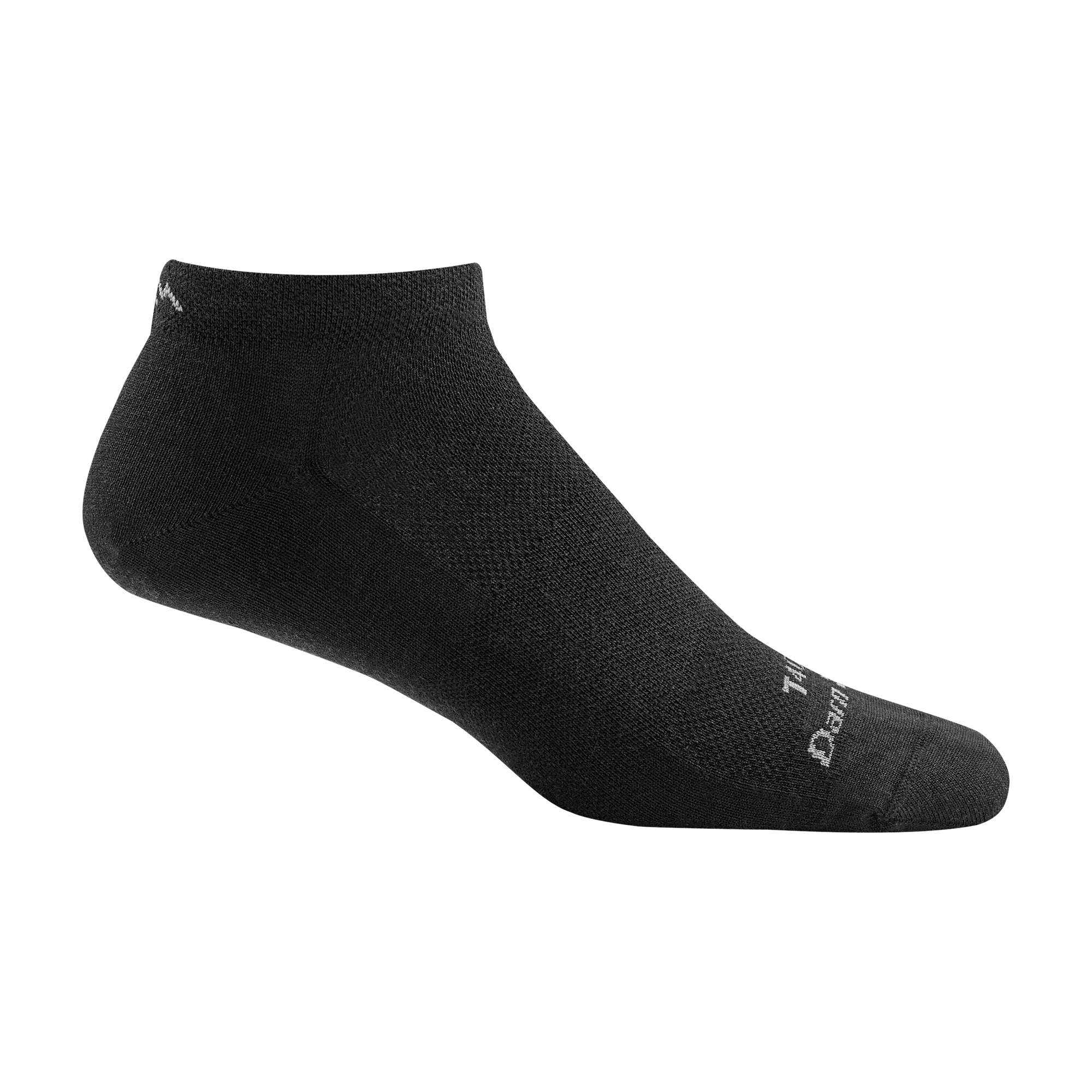 T4016 unisex no show midweight tactical sock in color black with white darn tough signature on forefoot