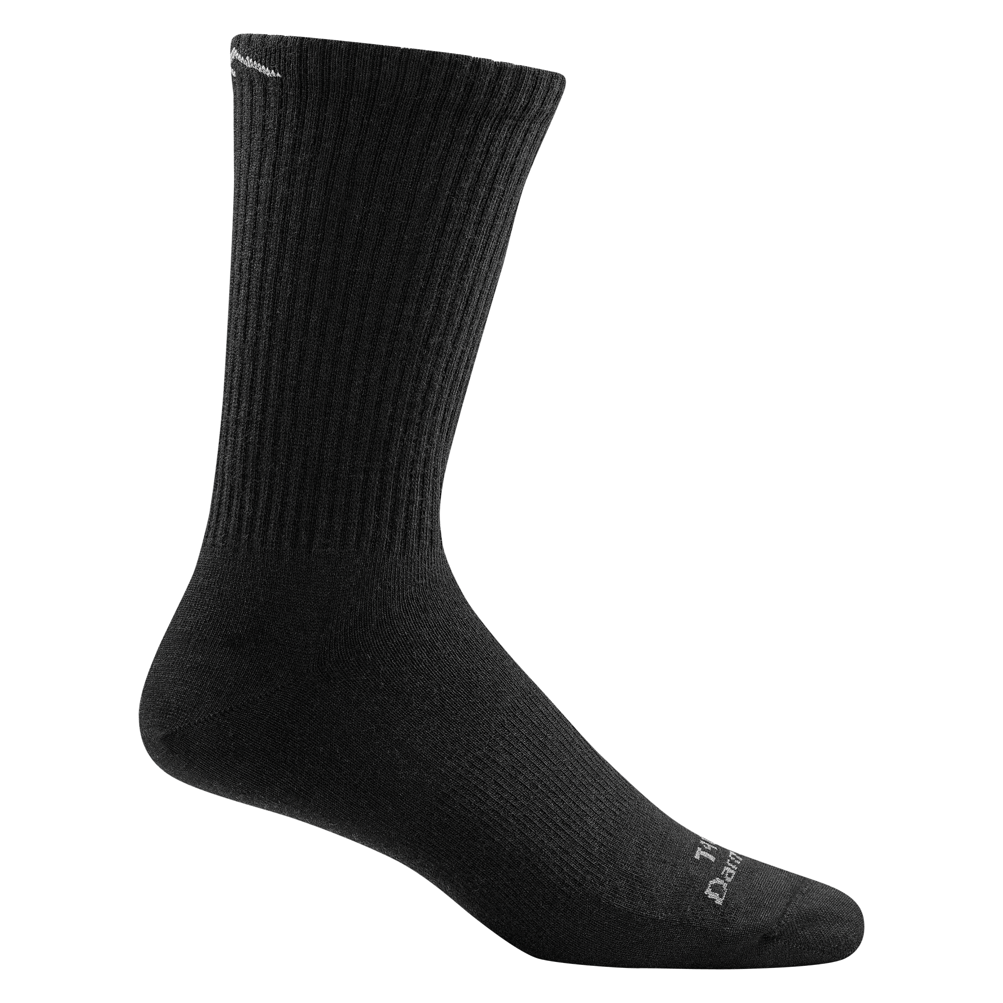 T4066 unisex micro crew midweight tactical sock in color black with white darn tough signature on forefoot